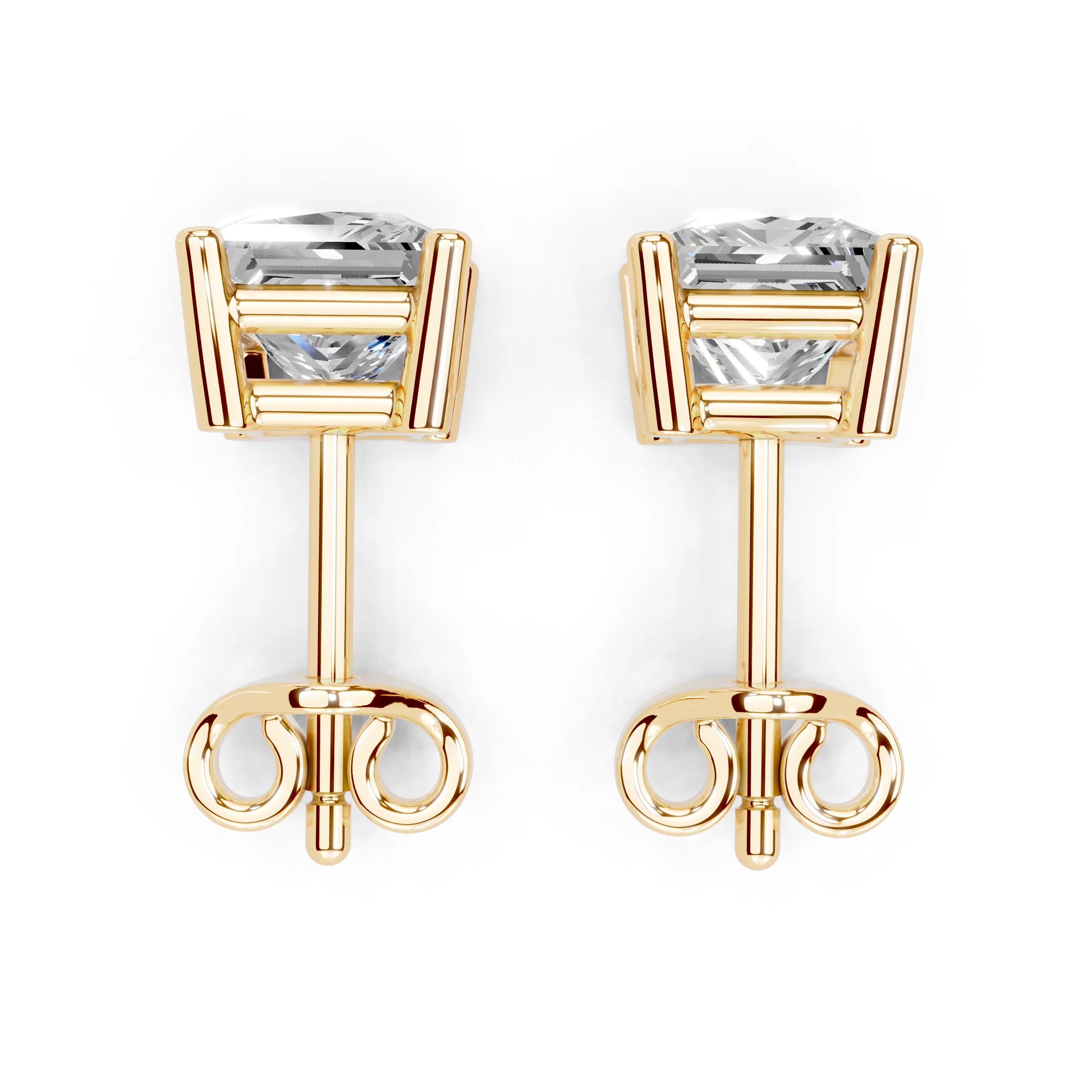 Princess Solitaire Stud Earrings 1 ct