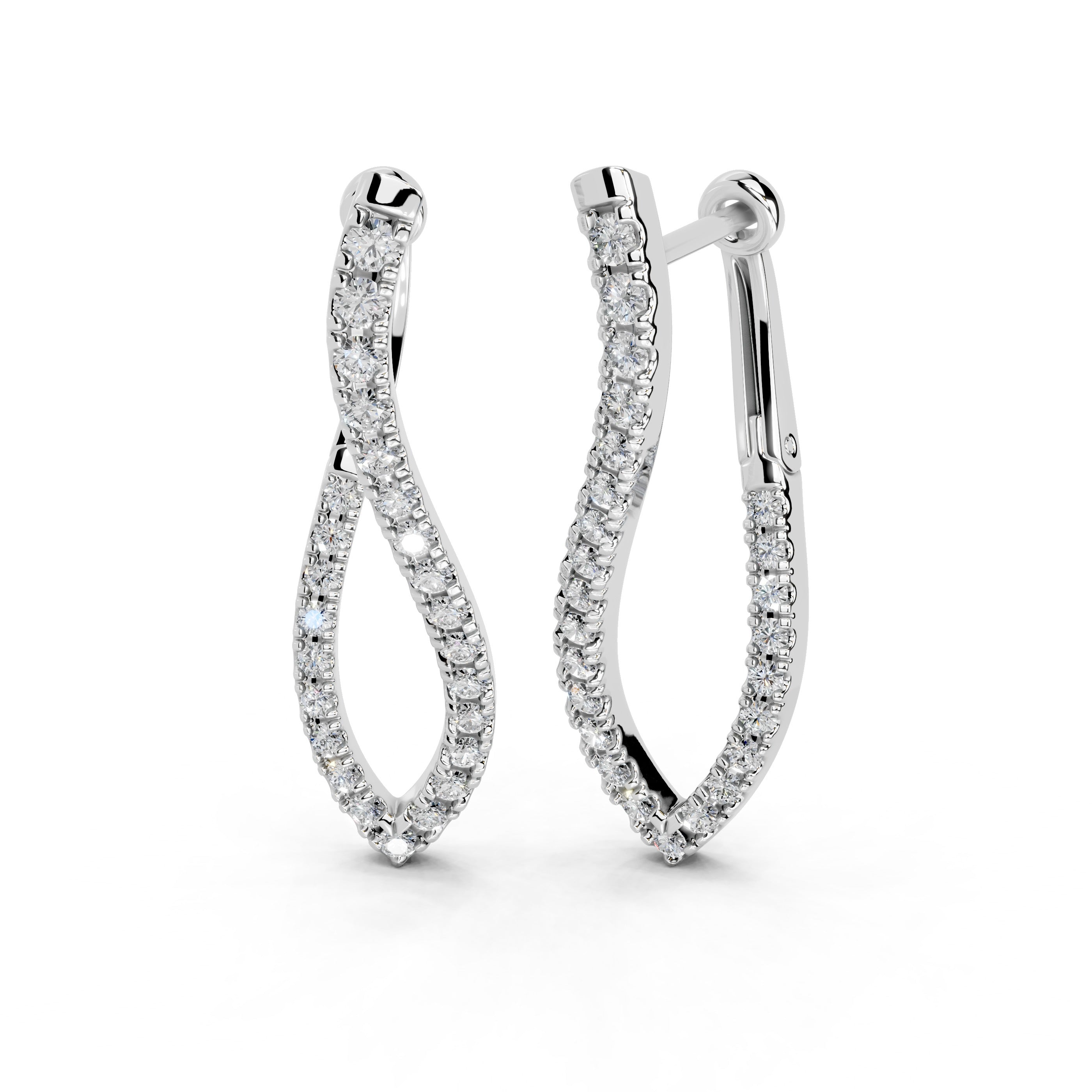 Twisted Diamond Hoop Earrings