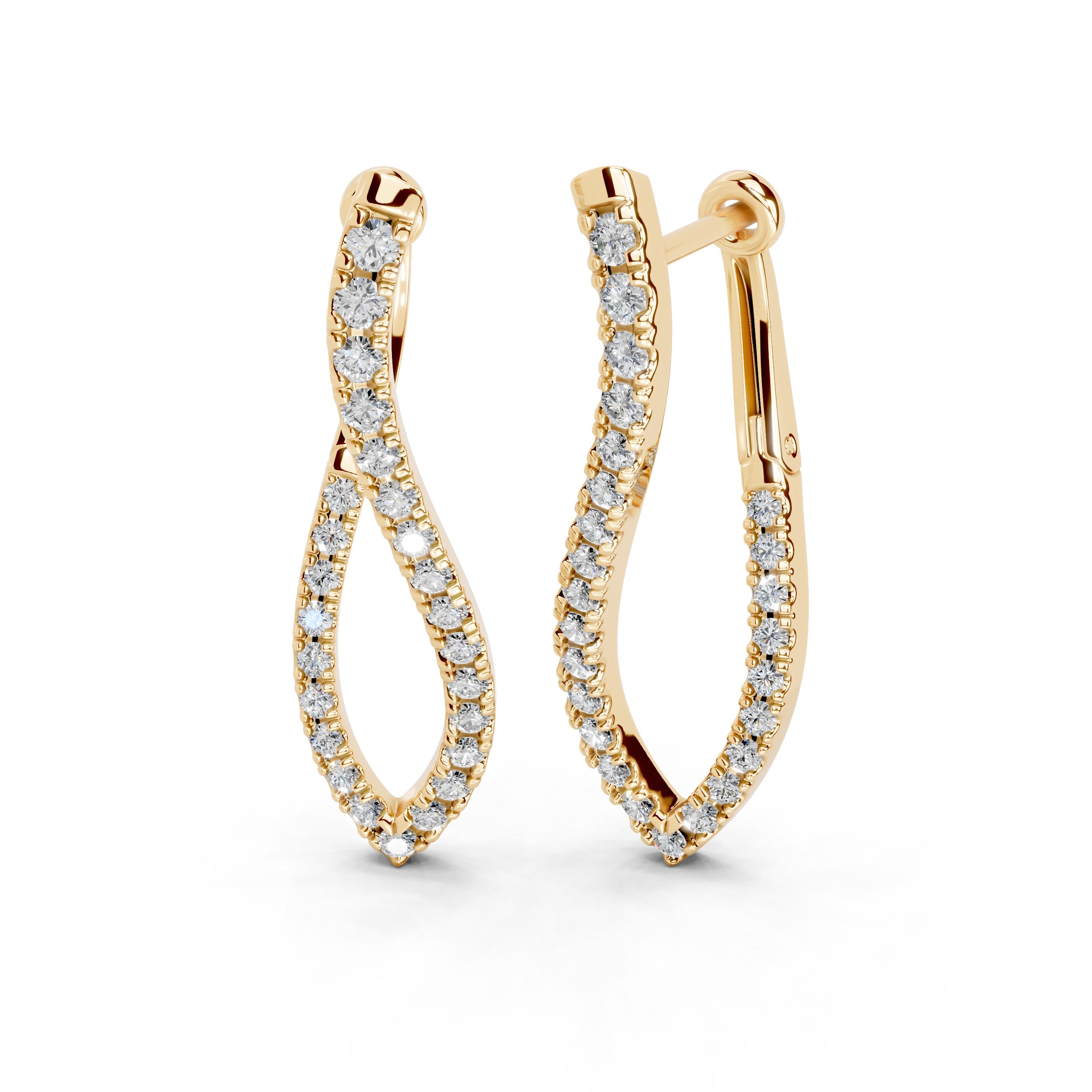 Twisted Diamond Hoop Earrings