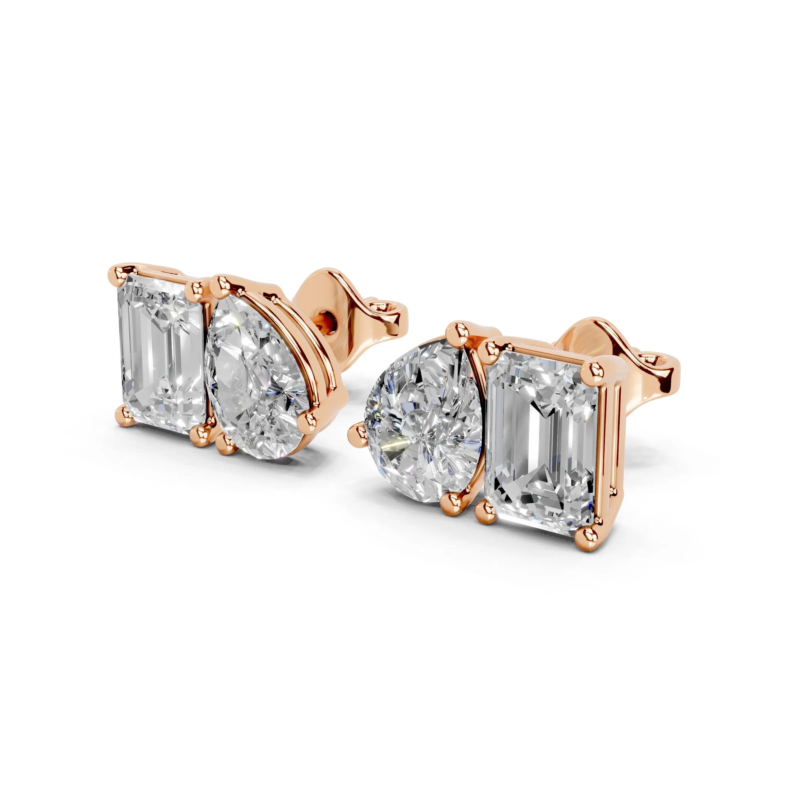 Pear & Emerald Cut Stud Earrings