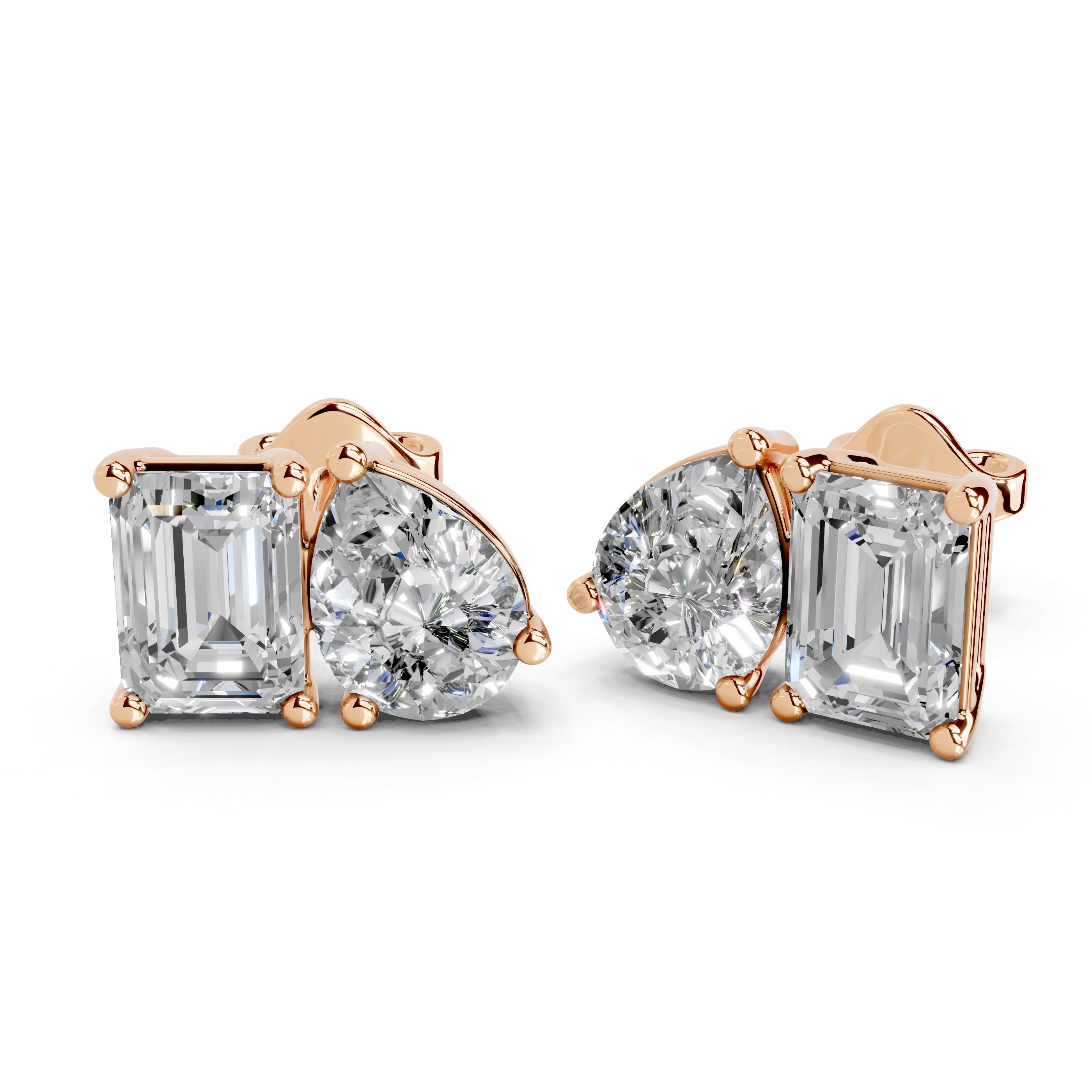 Pear & Emerald Cut Stud Earrings