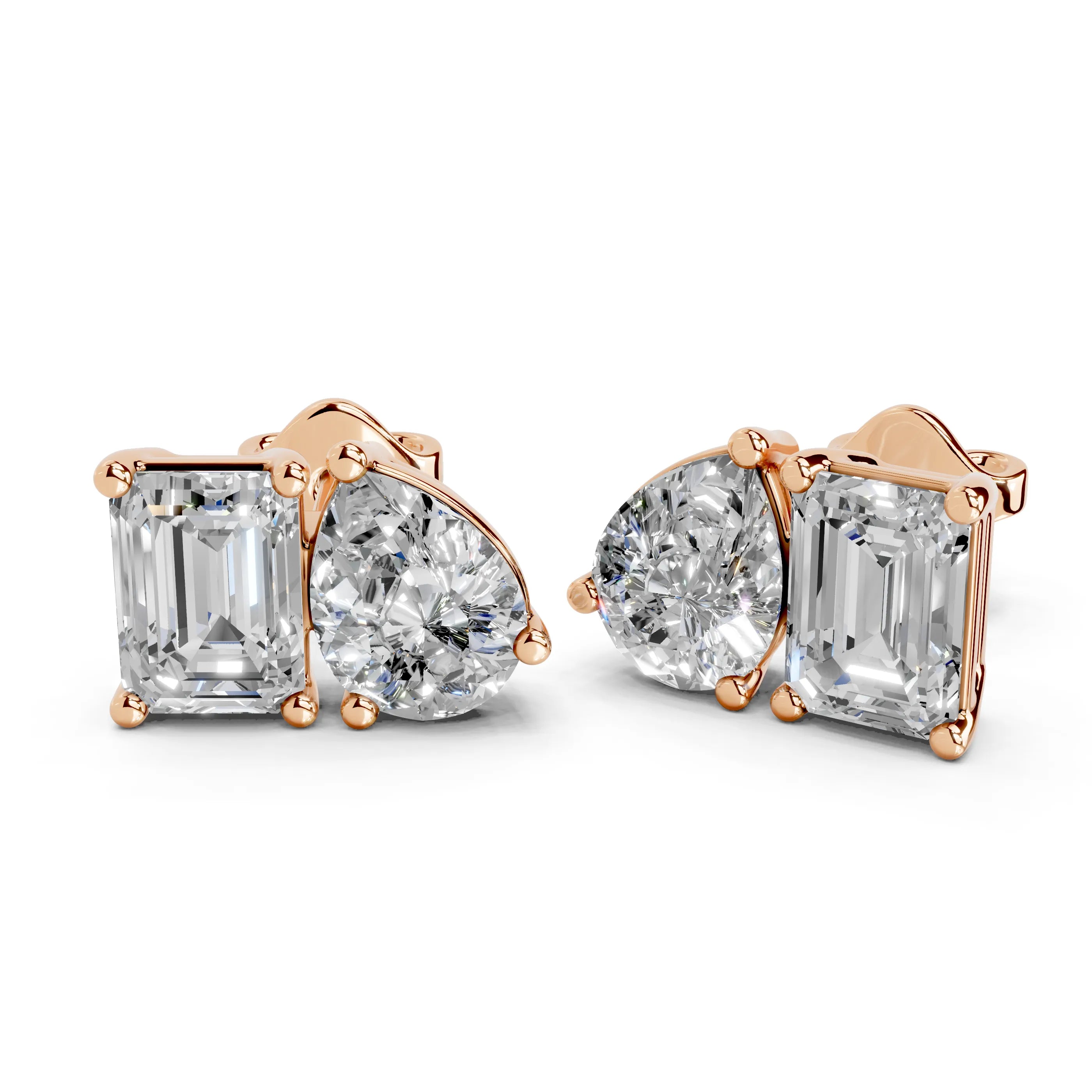 Pear & Emerald Cut Stud Earrings
