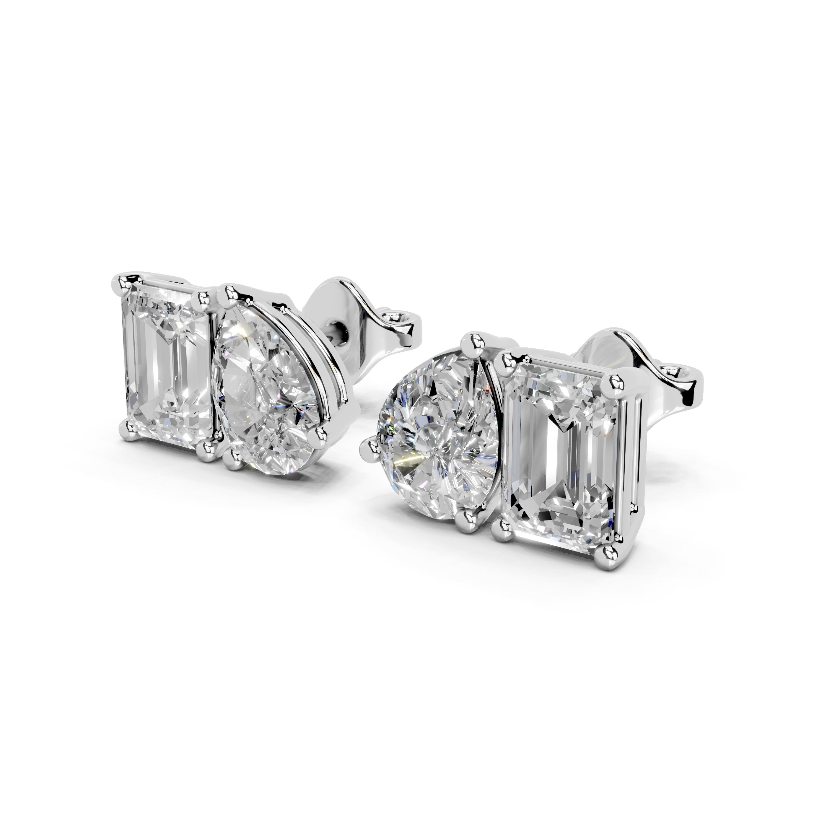 Pear & Emerald Cut Stud Earrings