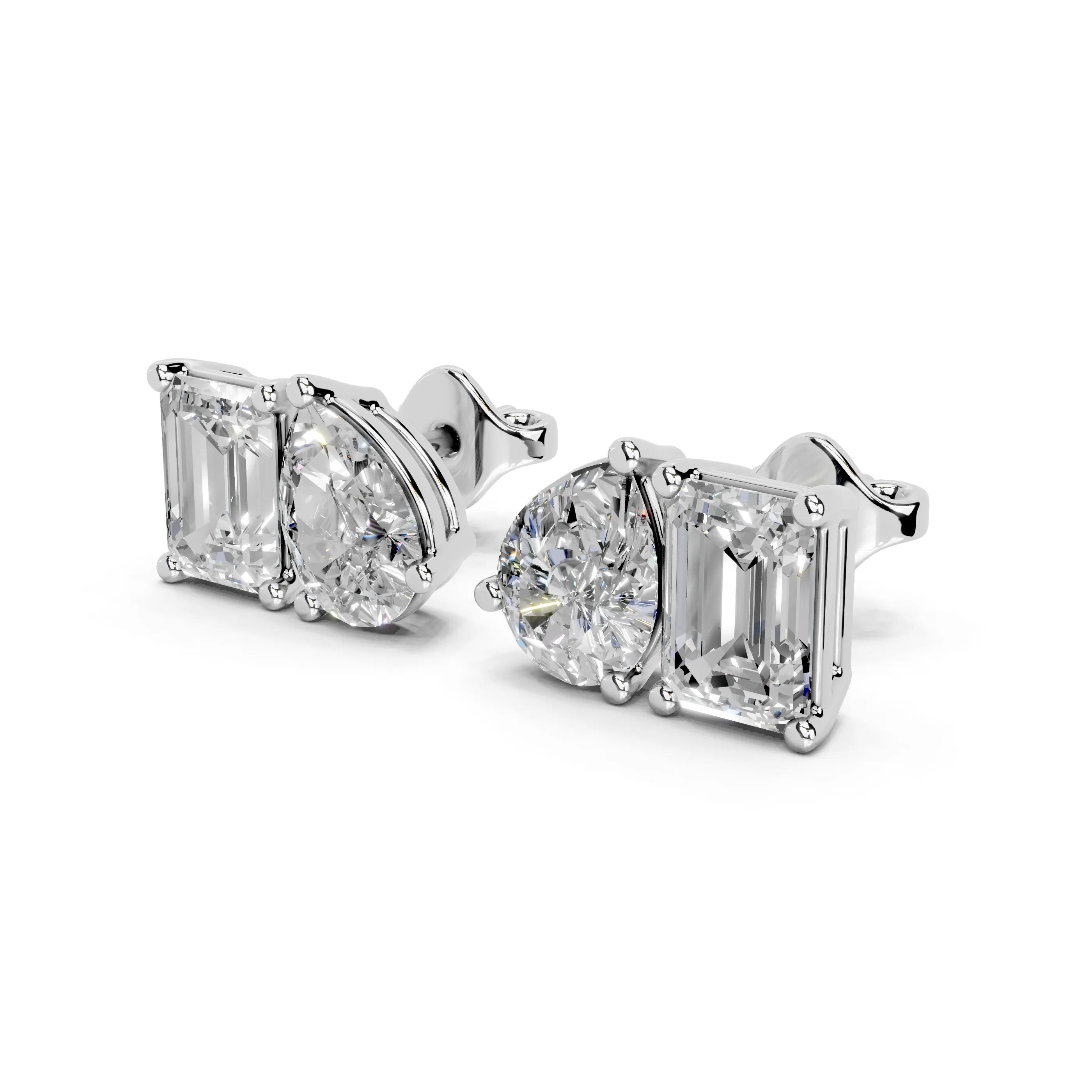 Pear & Emerald Cut Stud Earrings