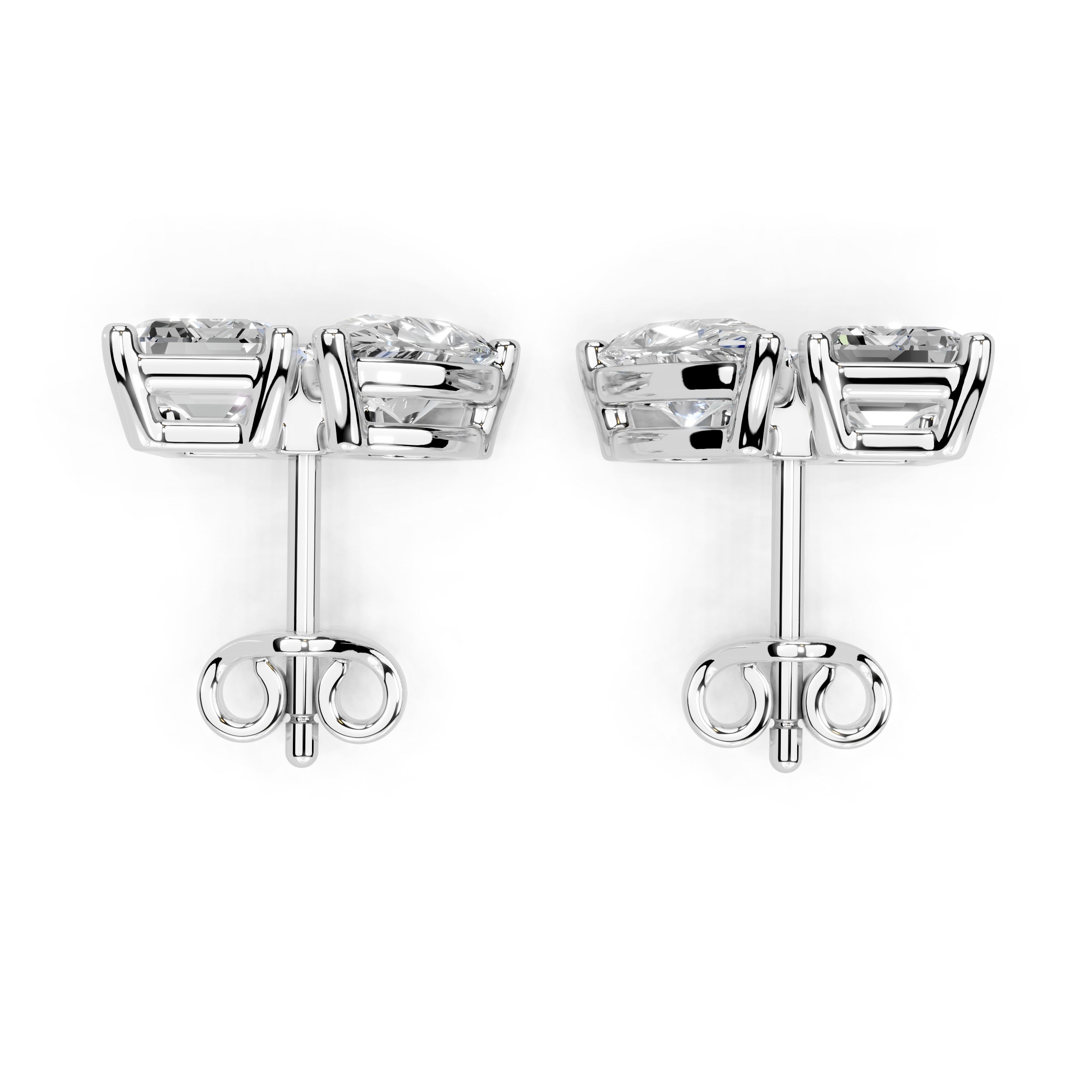 Pear & Emerald Cut Stud Earrings