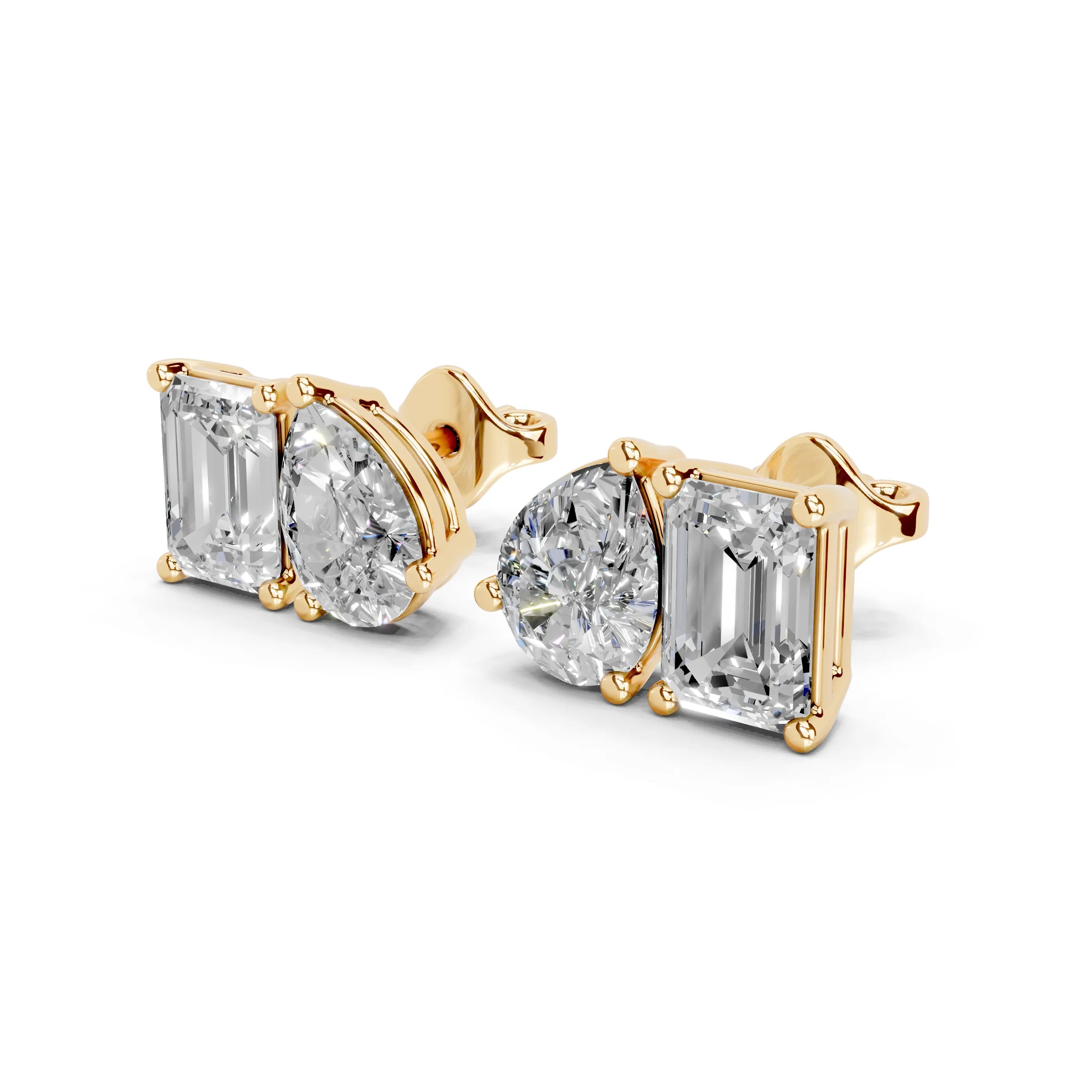 Pear & Emerald Cut Stud Earrings