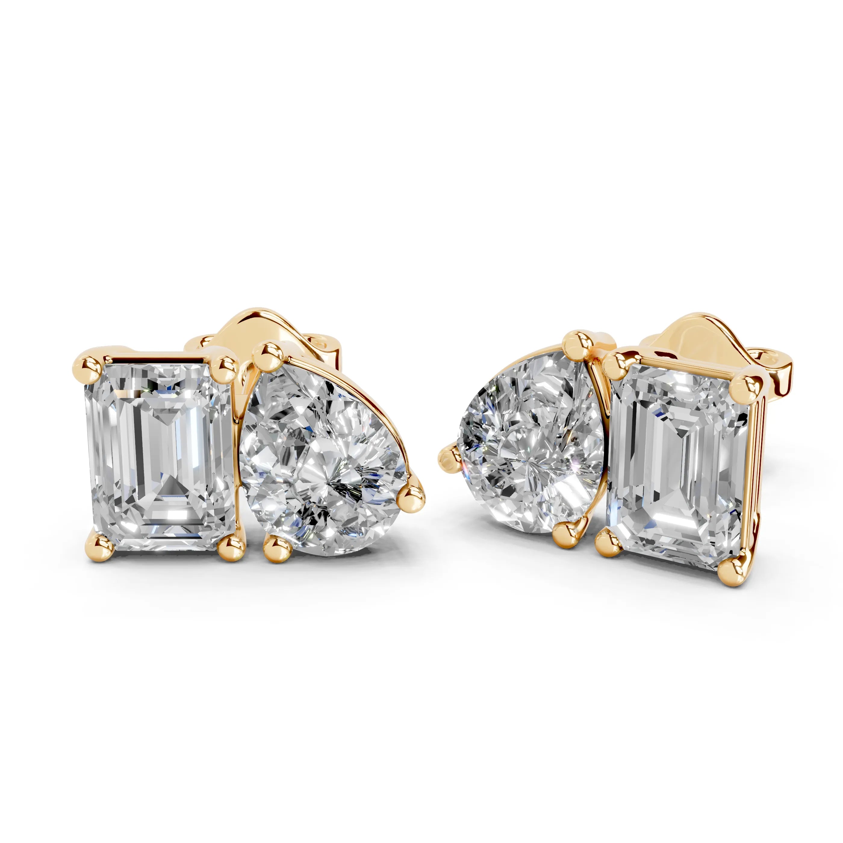 Pear & Emerald Cut Stud Earrings