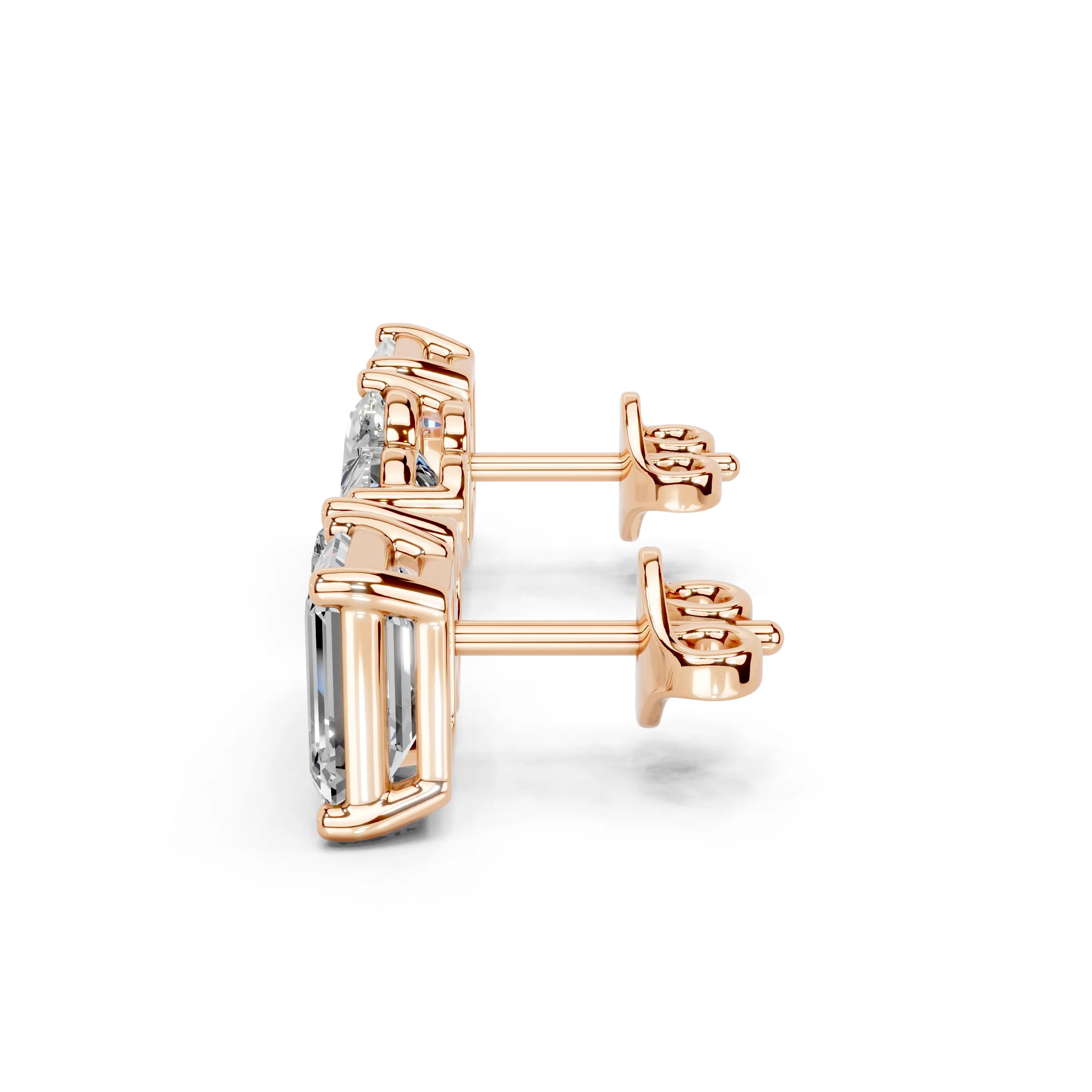 Heart & Emerald Cut Stud Earrings