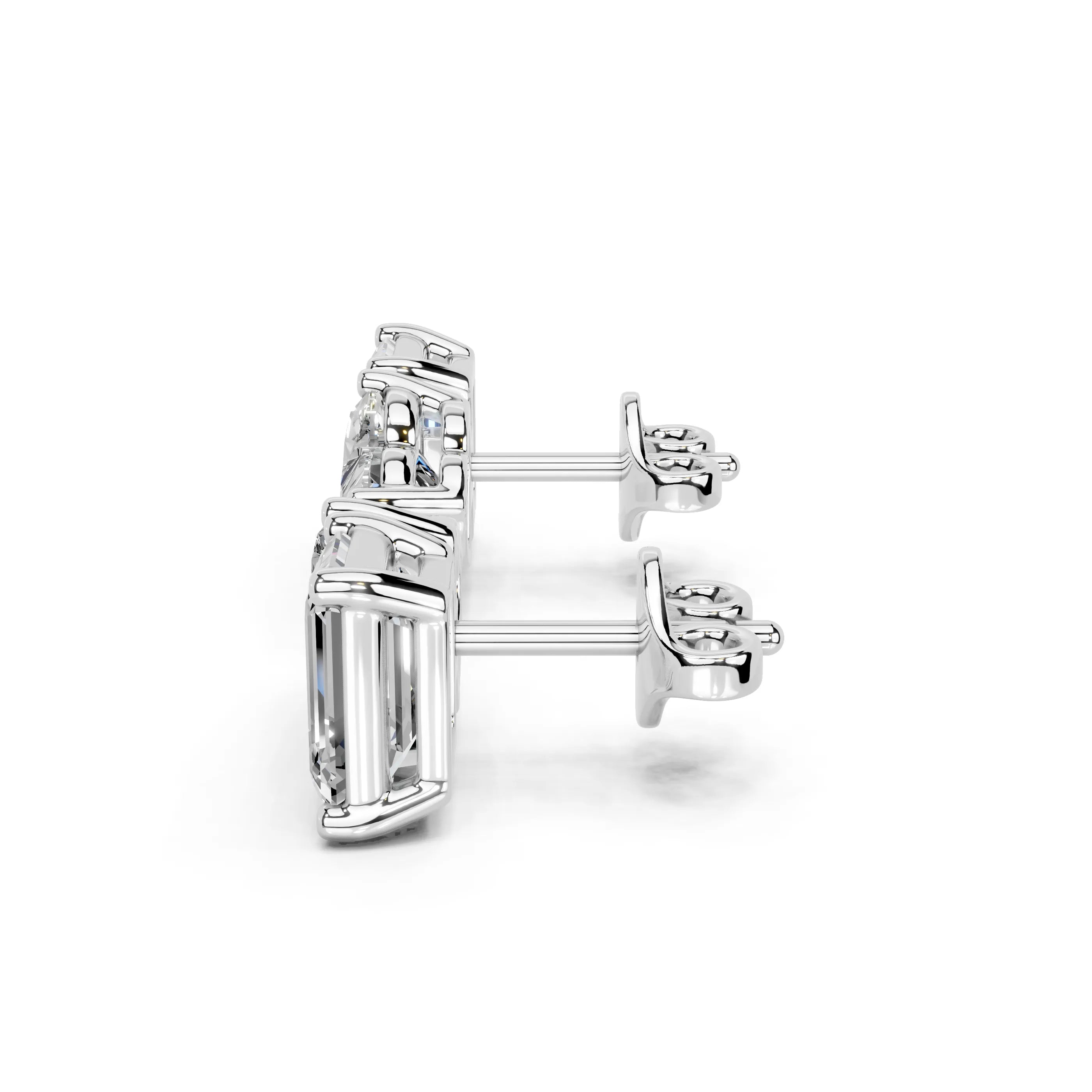 Heart & Emerald Cut Stud Earrings
