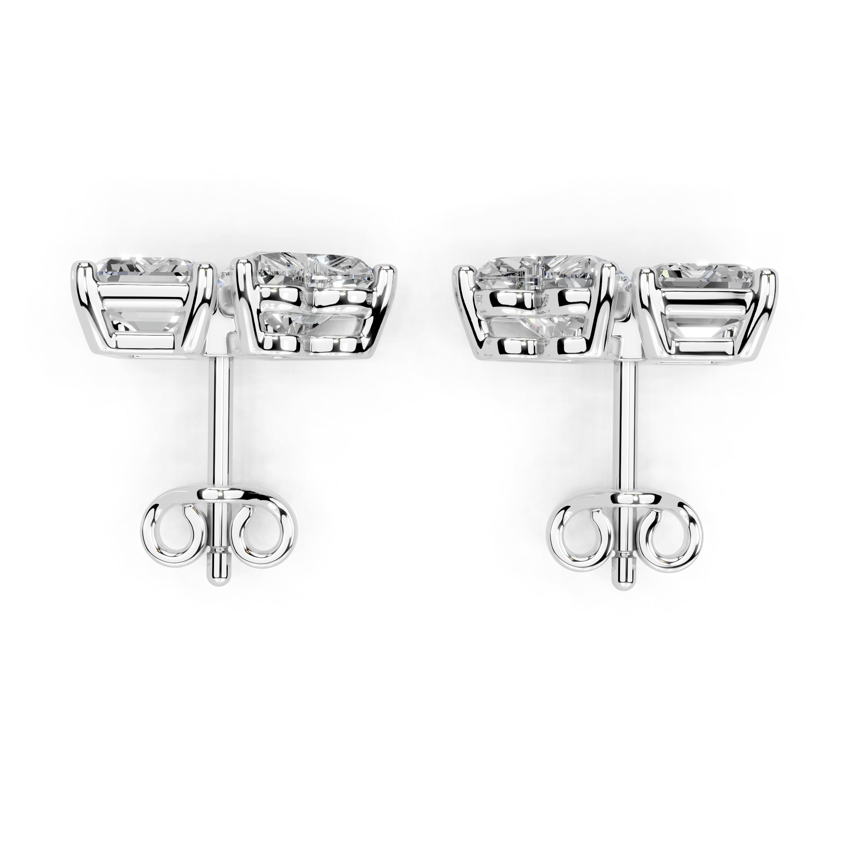 Heart & Emerald Cut Stud Earrings