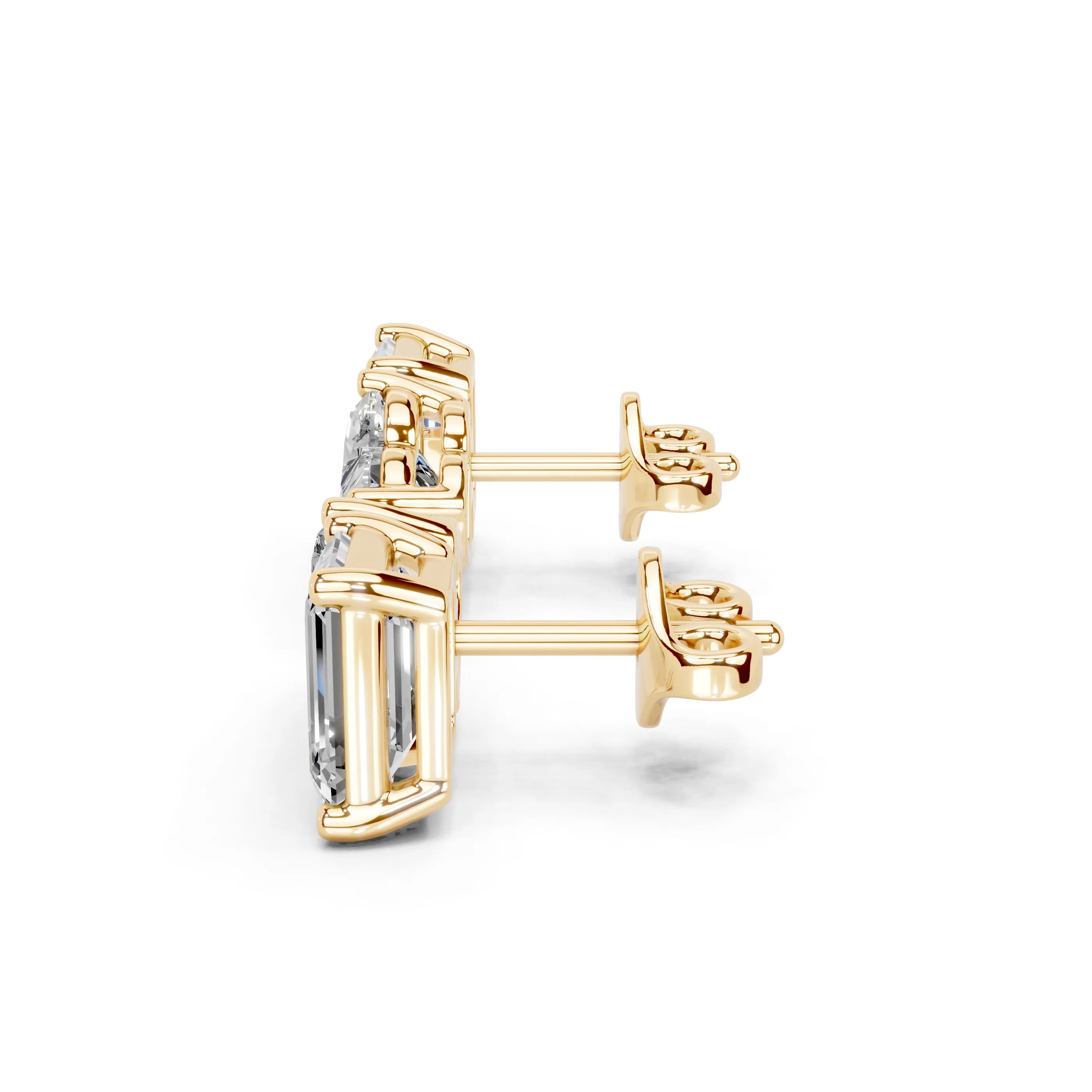 Heart & Emerald Cut Stud Earrings