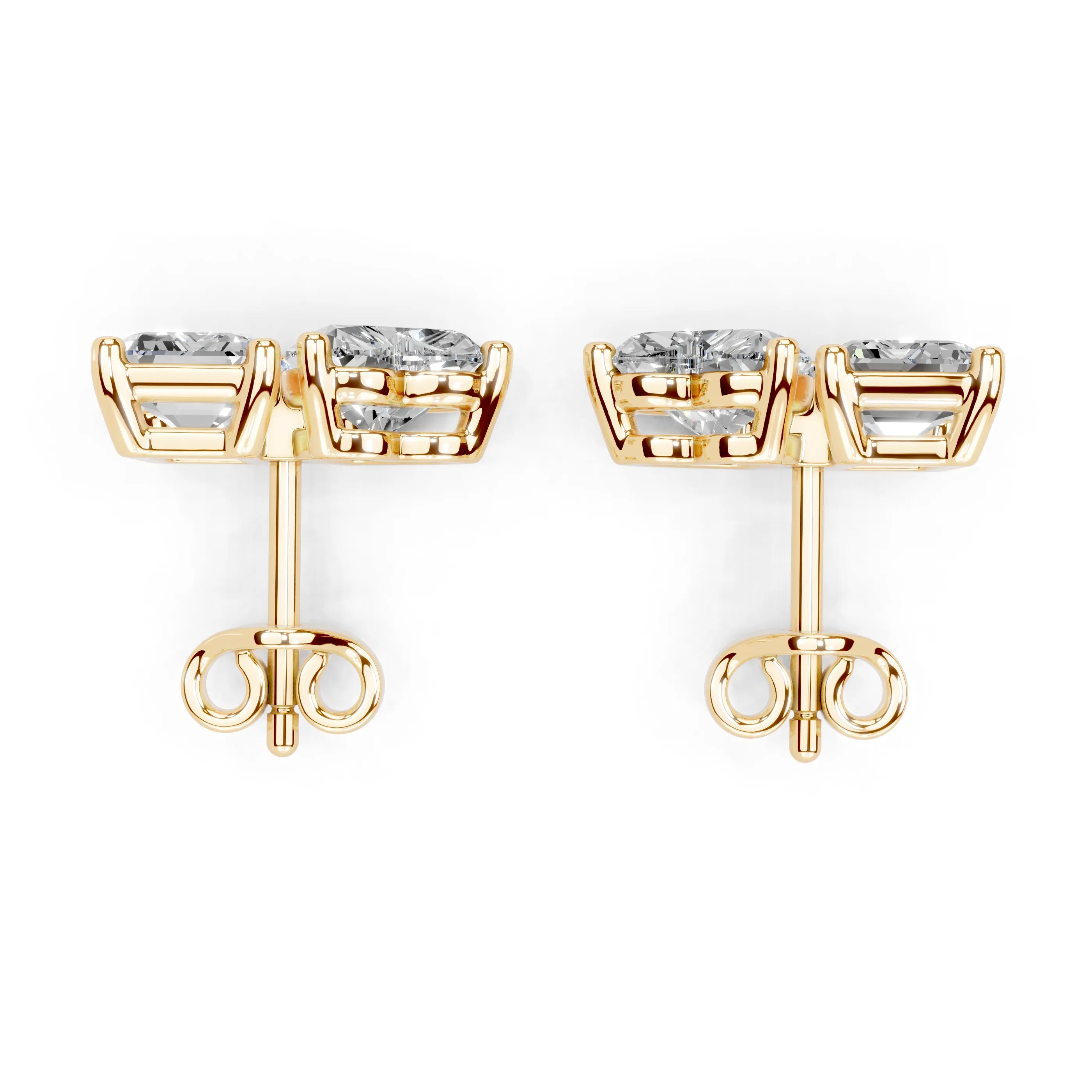 Heart & Emerald Cut Stud Earrings