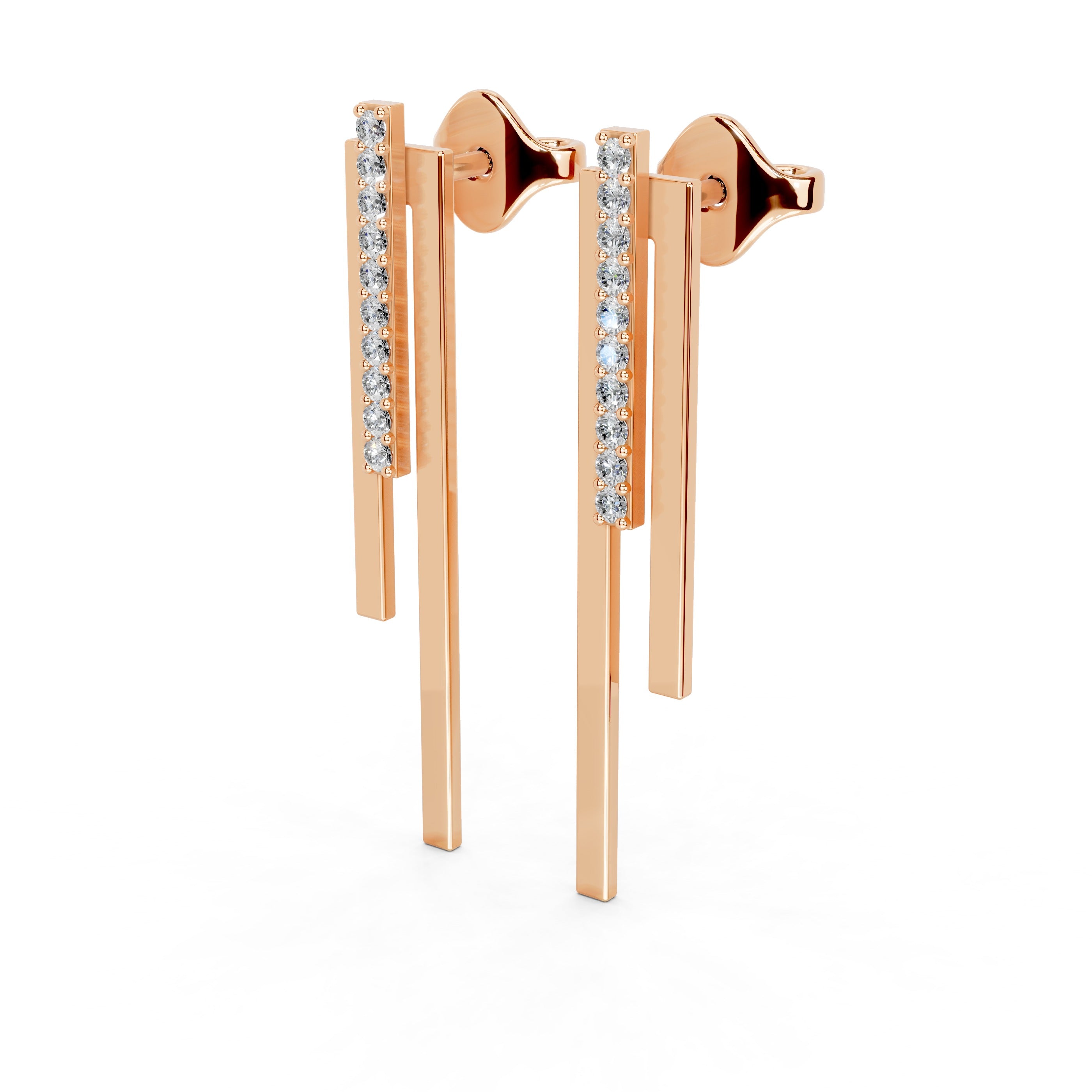 Diamond Bar Drop Earrings