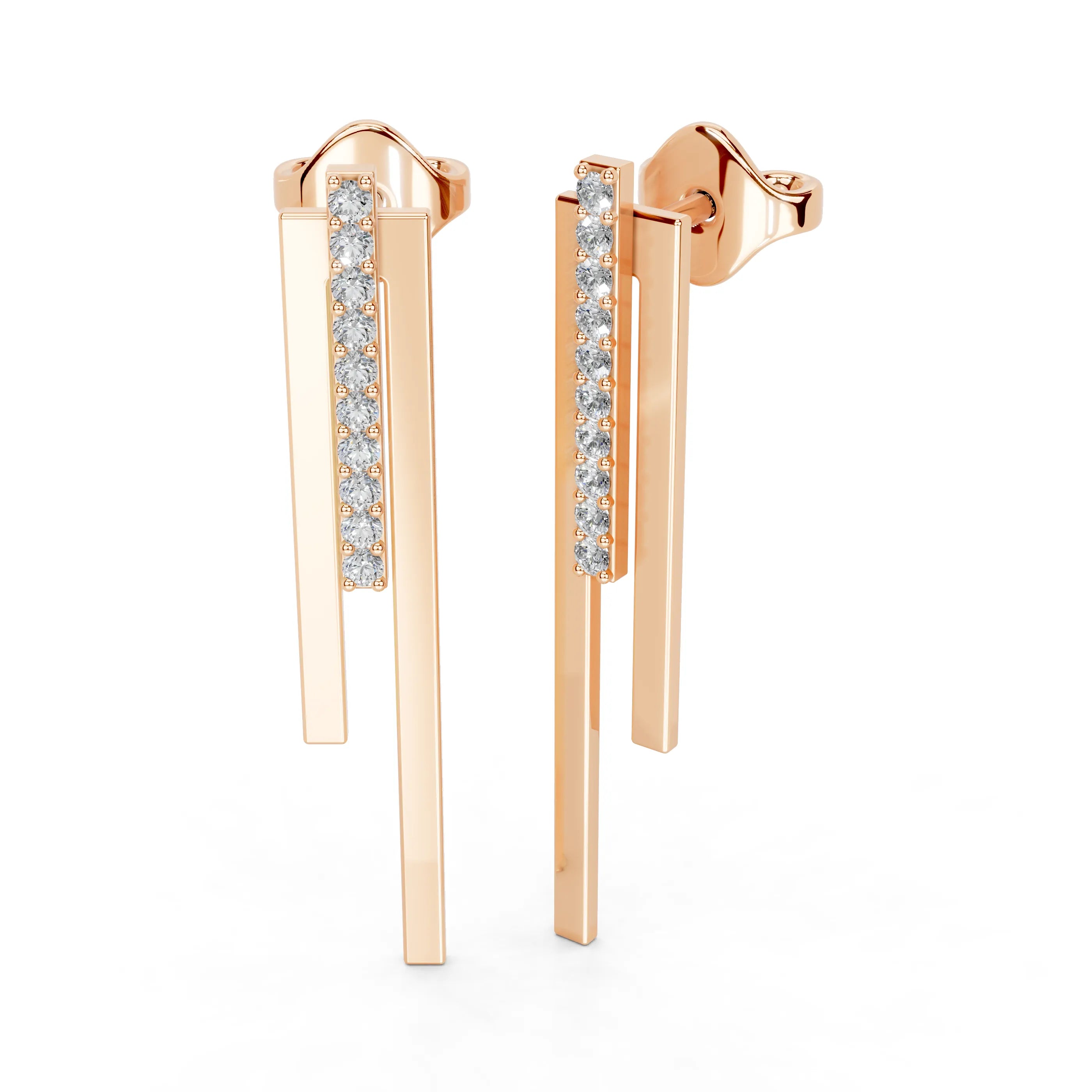 Diamond Bar Drop Earrings