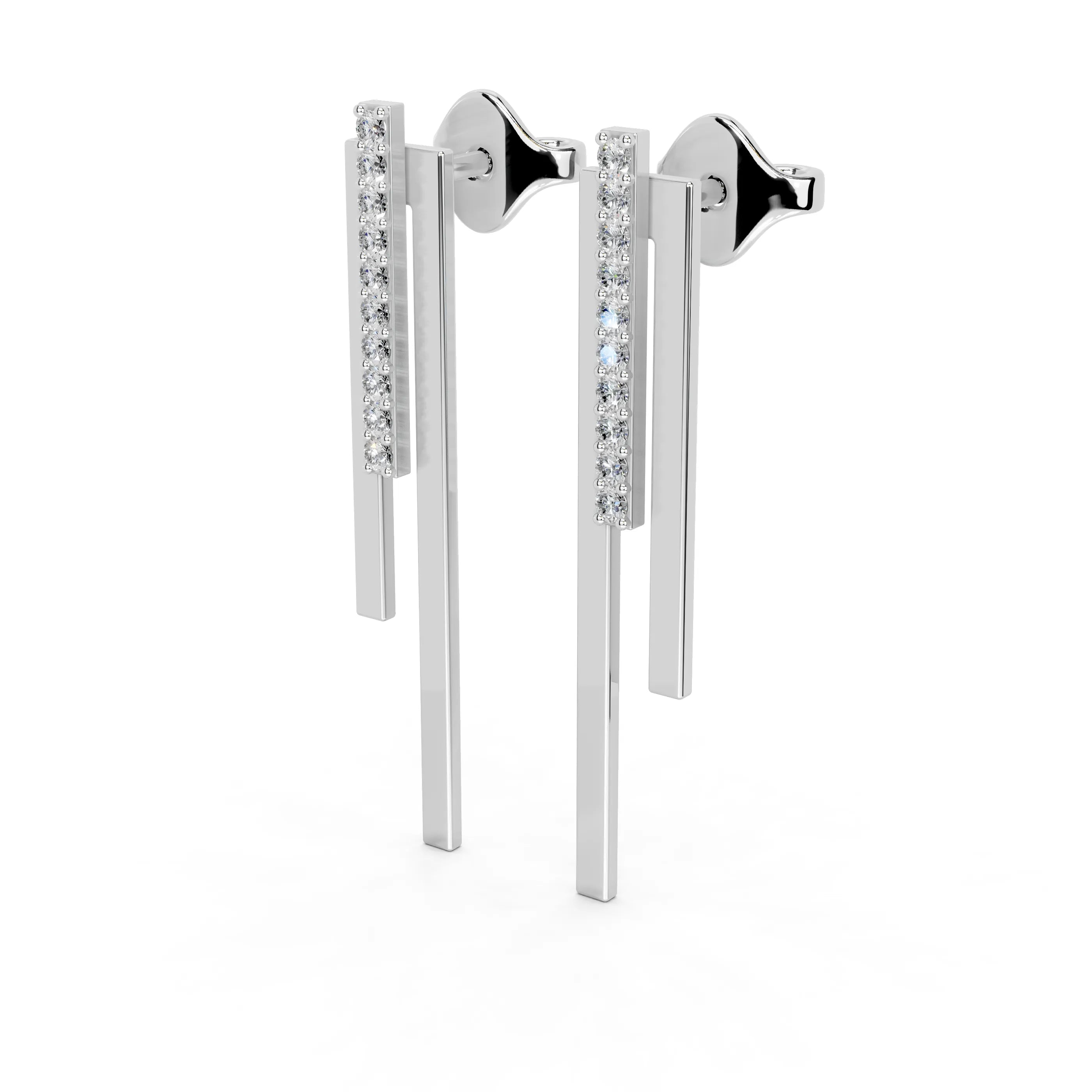 Diamond Bar Drop Earrings