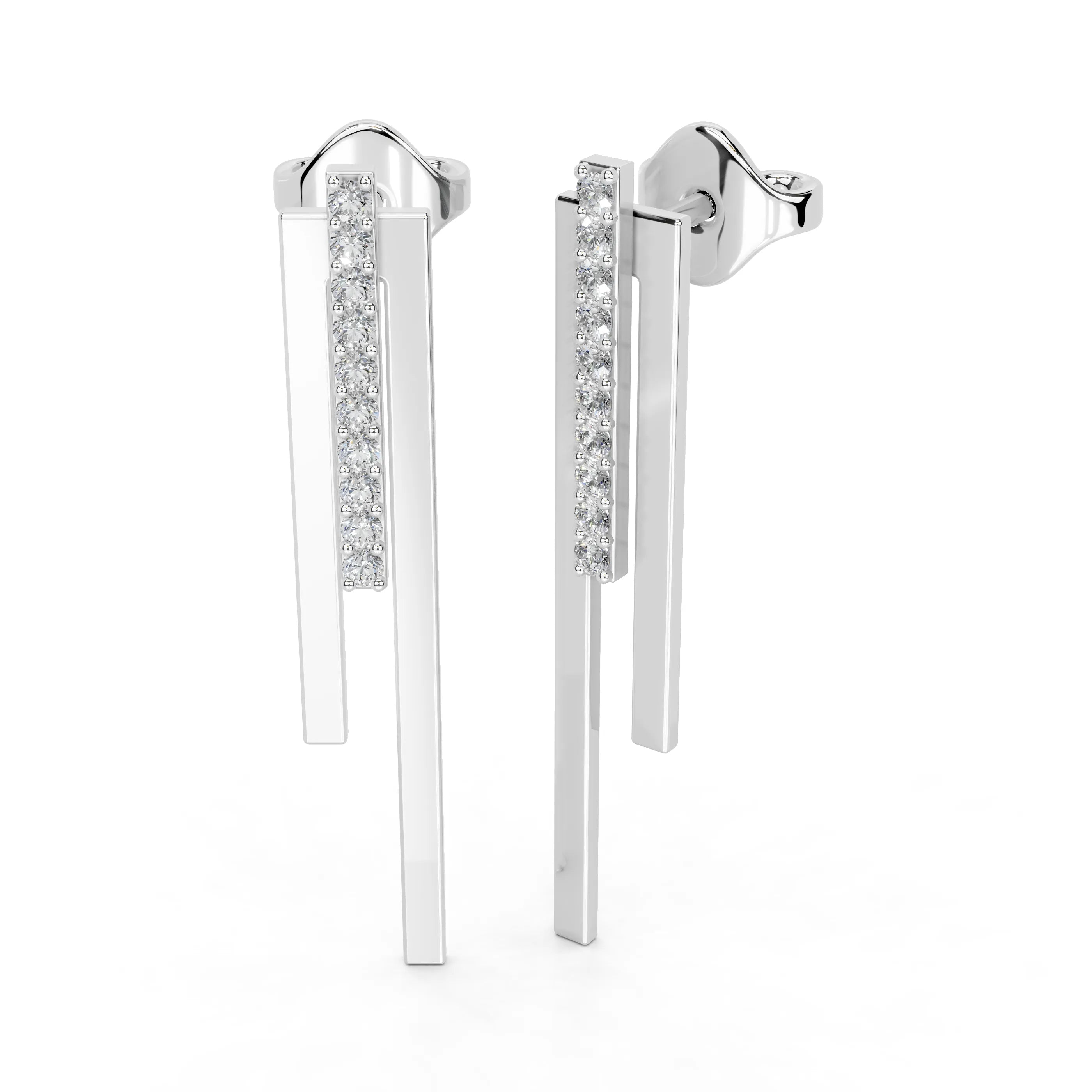 Diamond Bar Drop Earrings