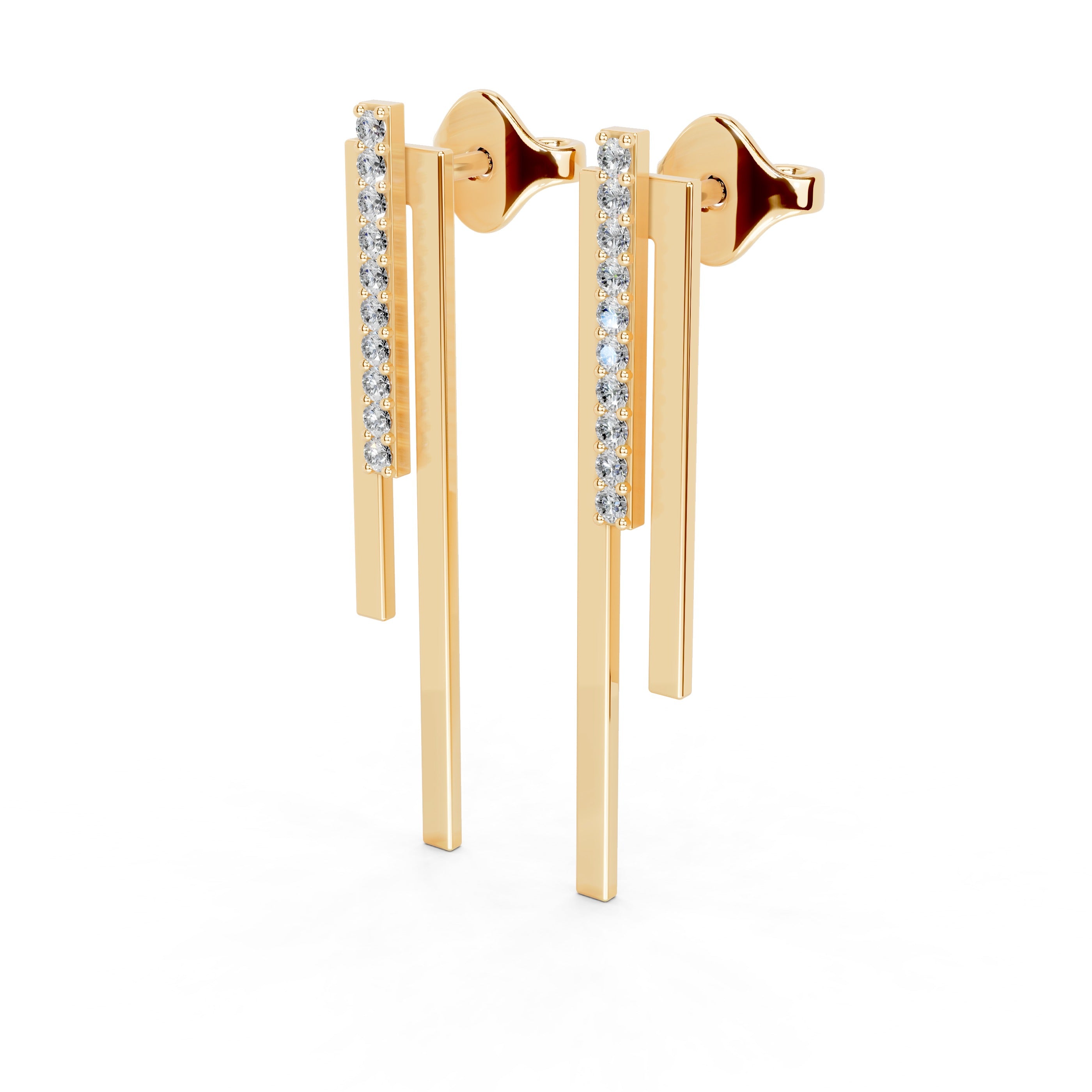 Diamond Bar Drop Earrings
