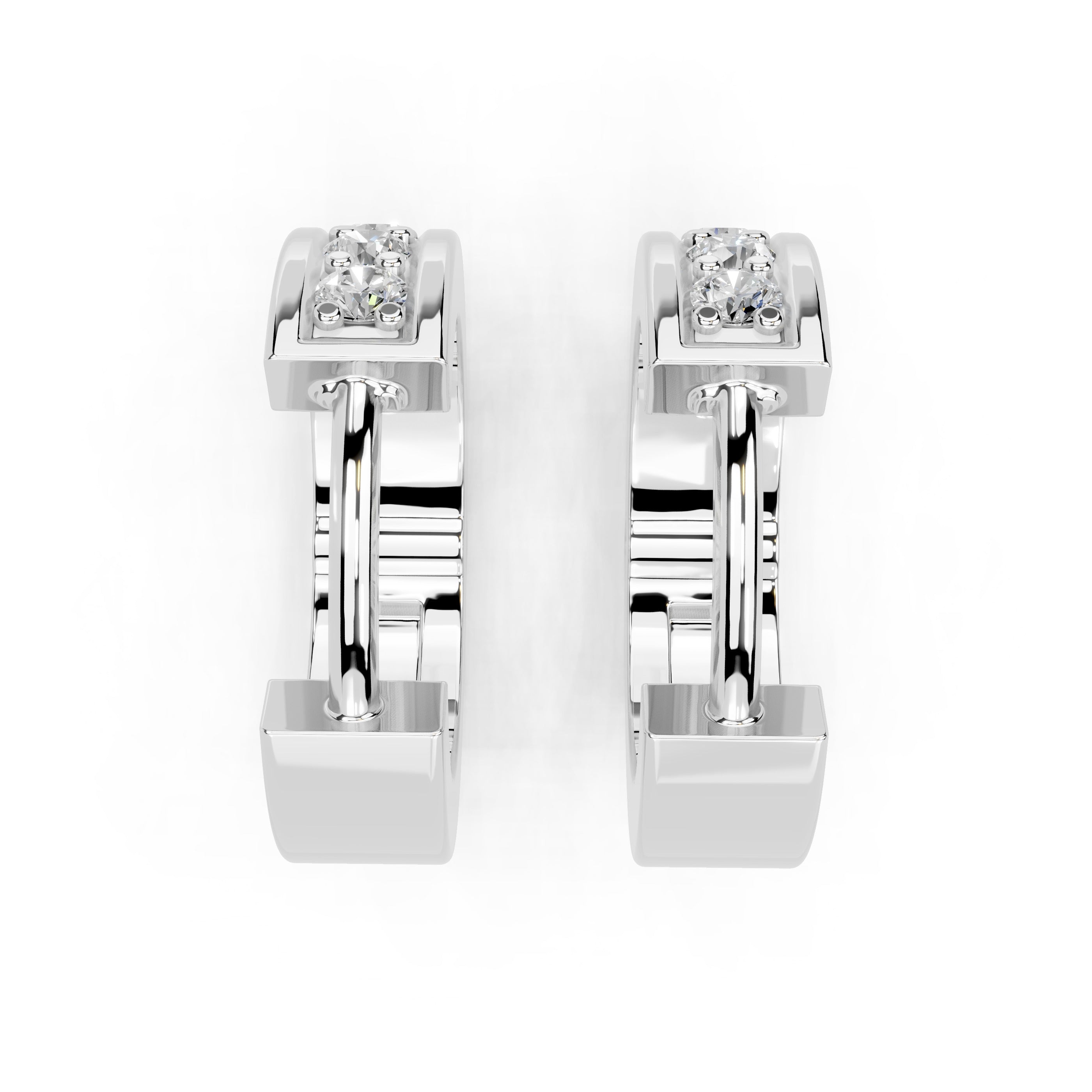 Channel Huggie Hoop Earrings