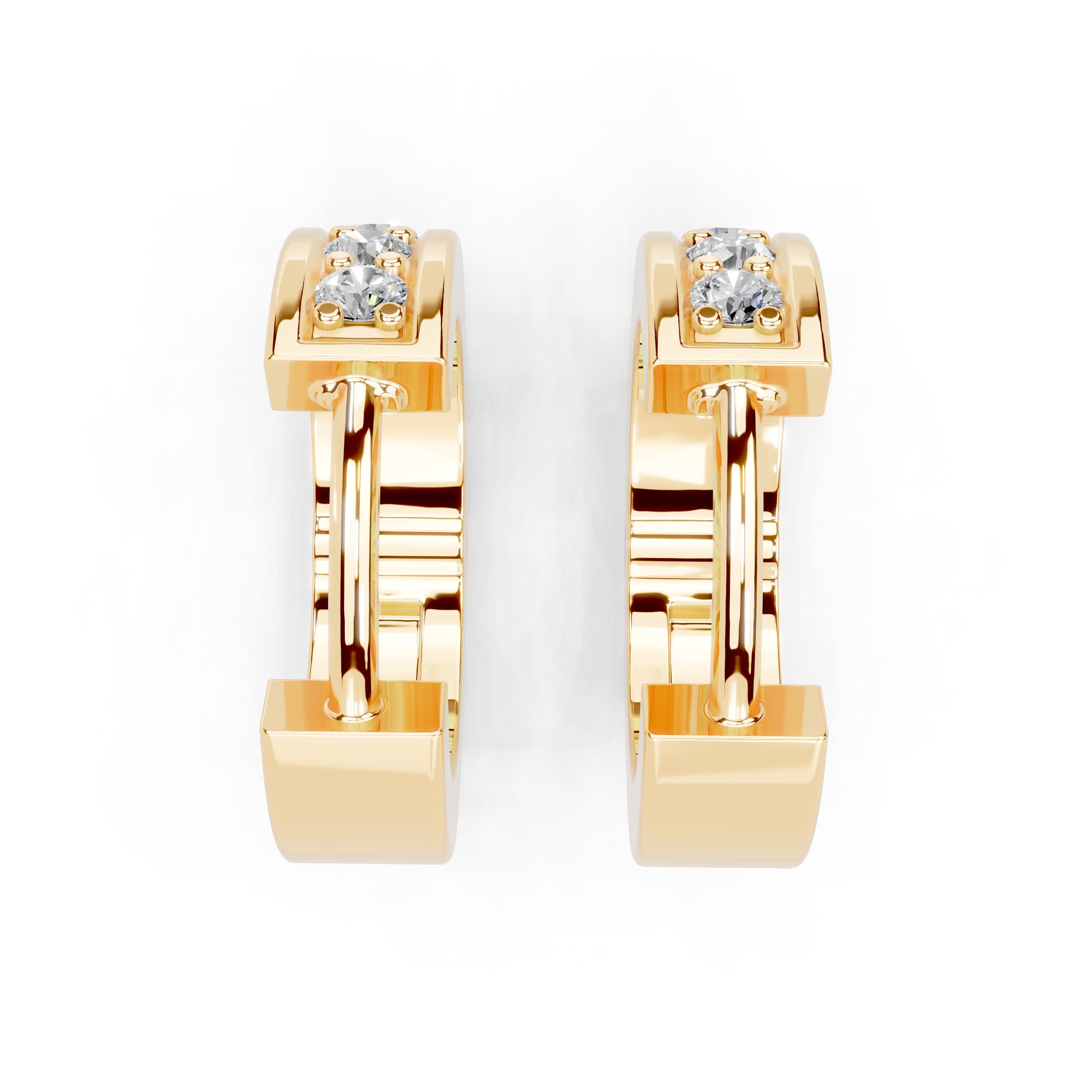 Channel Huggie Hoop Earrings