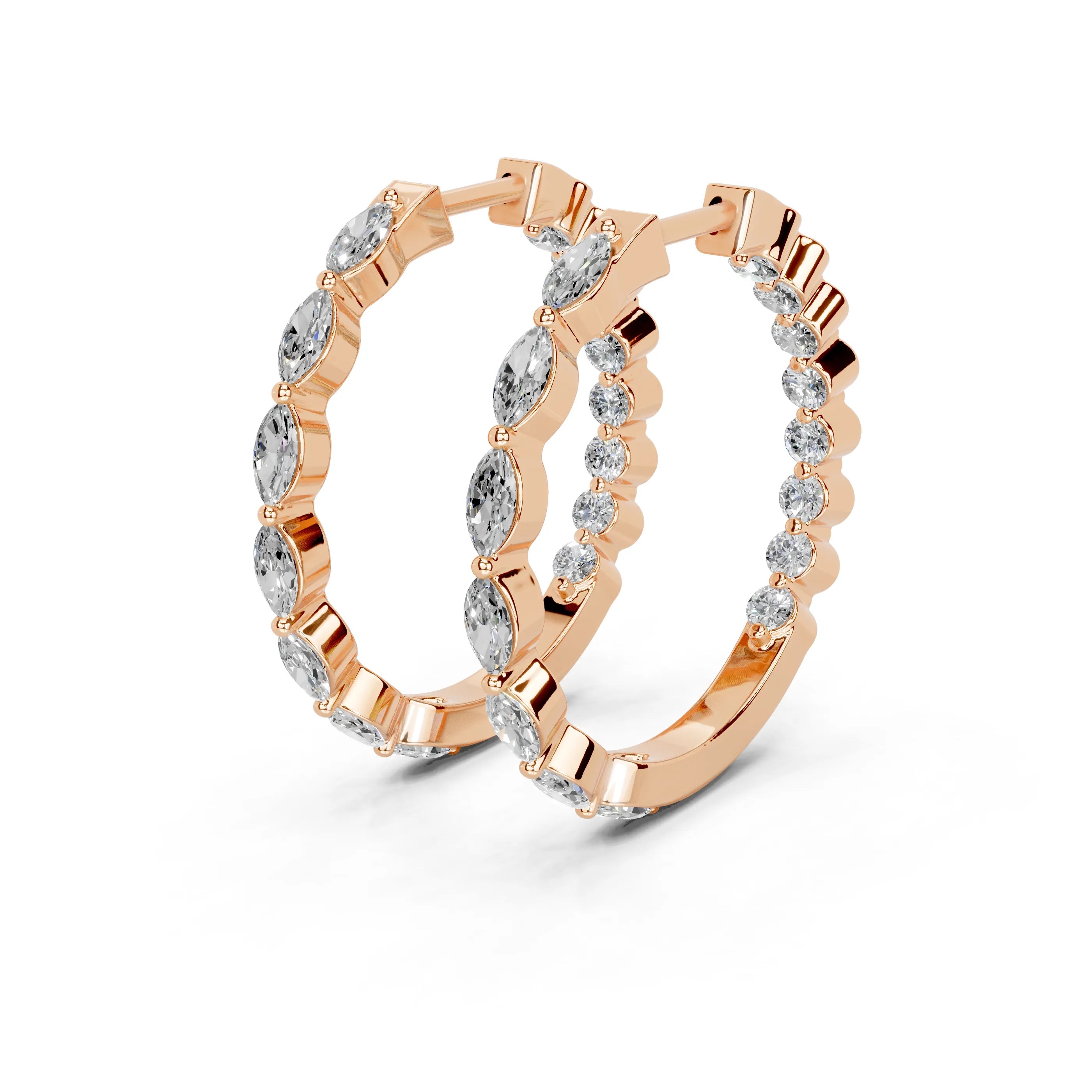 Marquise & Round In & Out Hoop Earrings