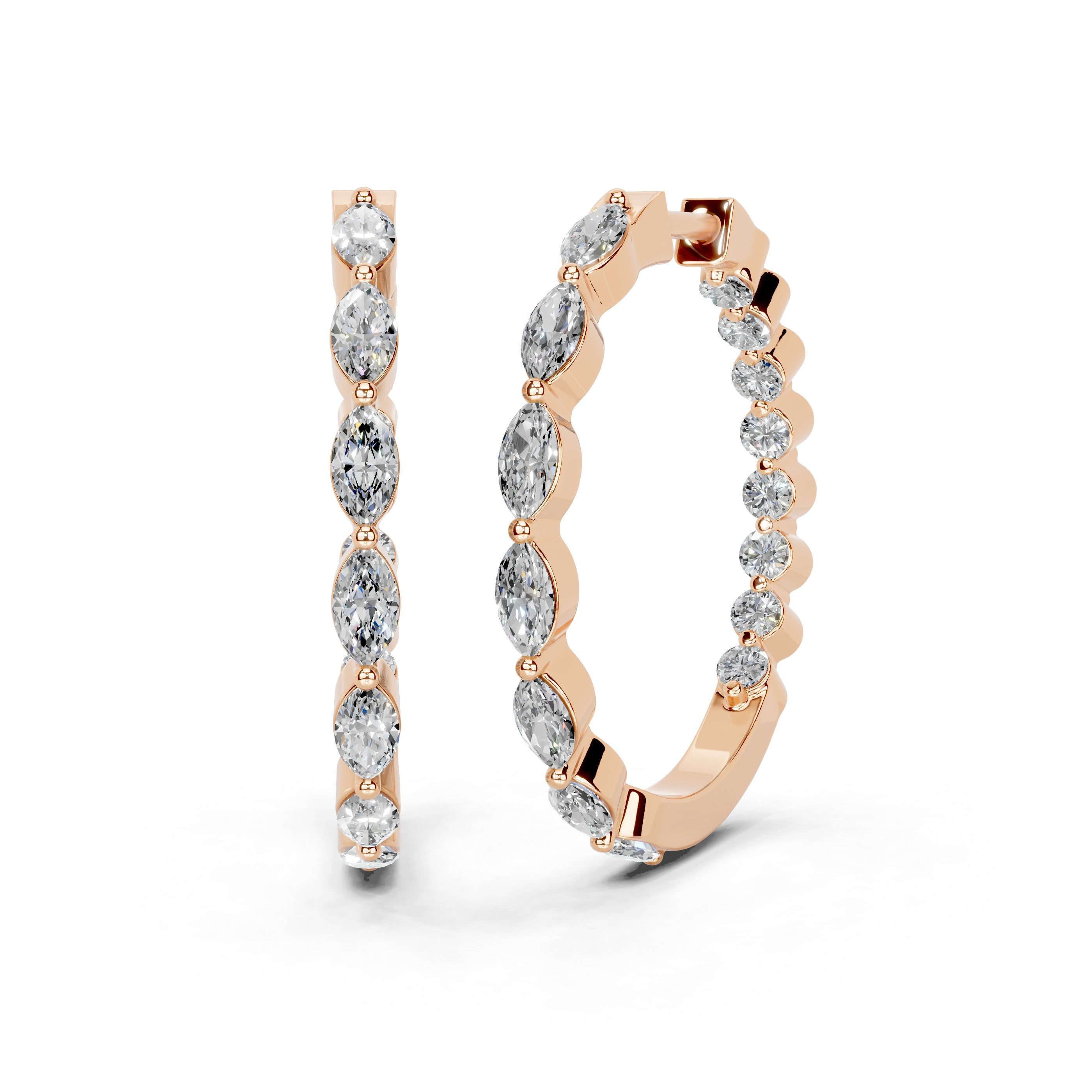 Marquise & Round In & Out Hoop Earrings