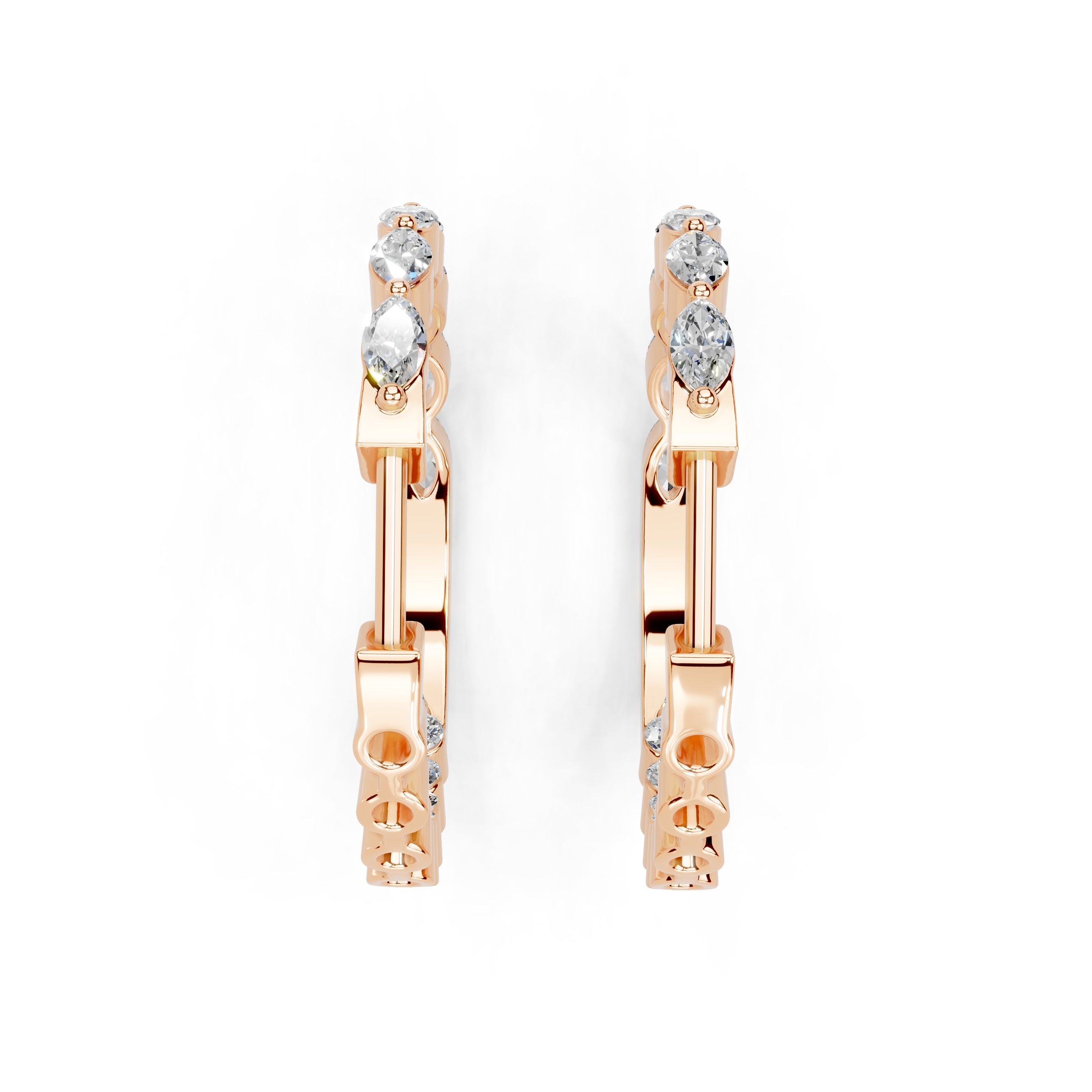 Marquise & Round In & Out Hoop Earrings