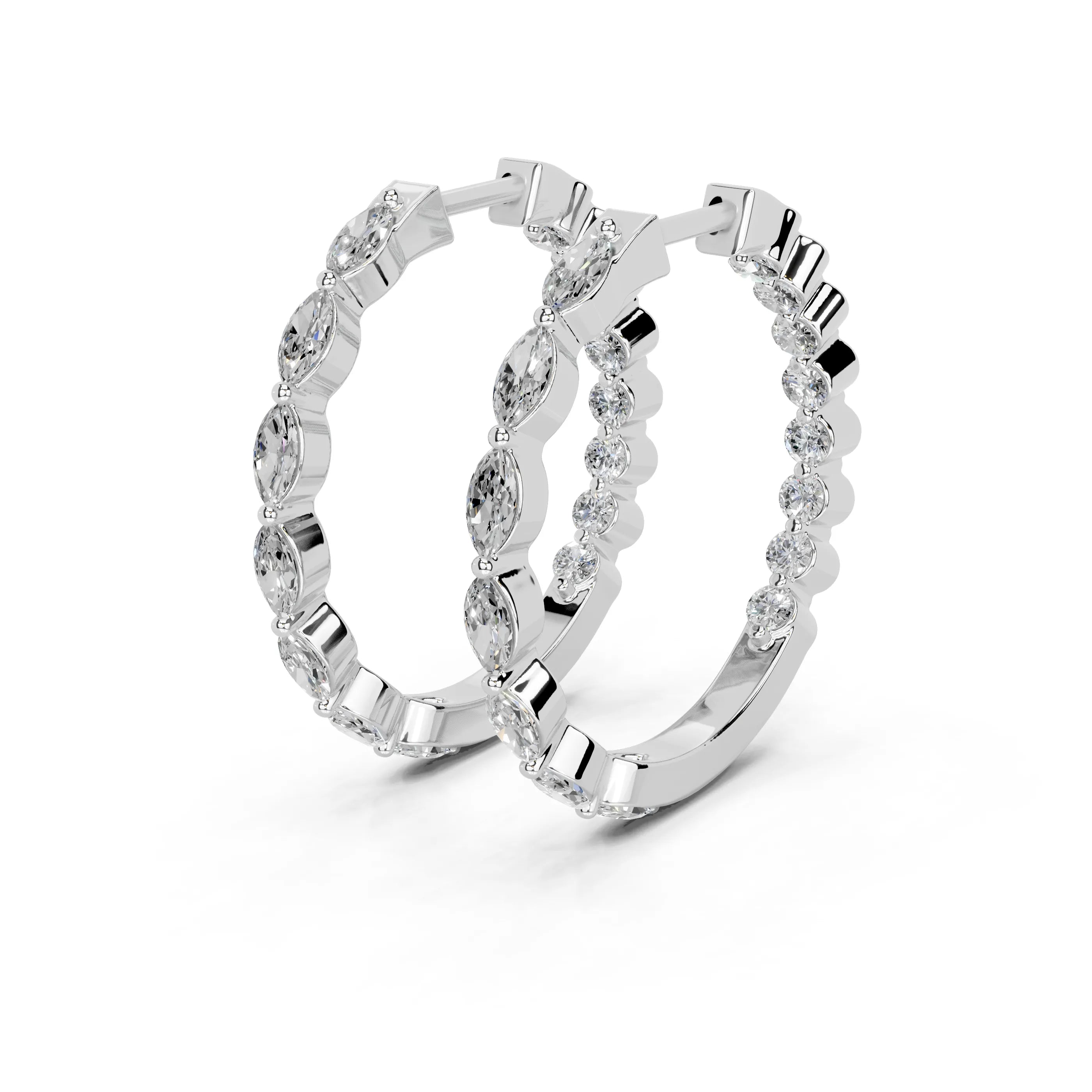 Marquise & Round In & Out Hoop Earrings