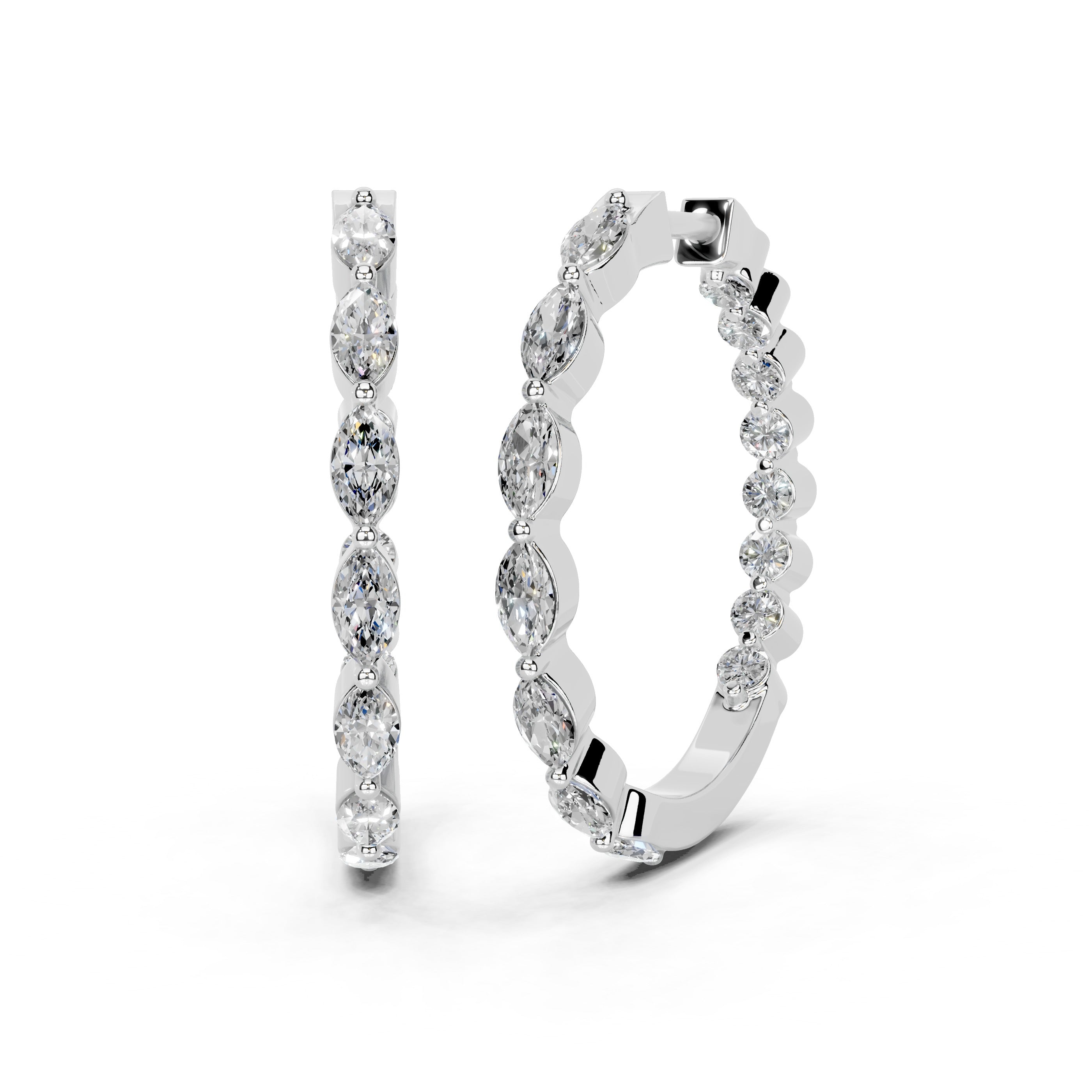 Marquise & Round In & Out Hoop Earrings