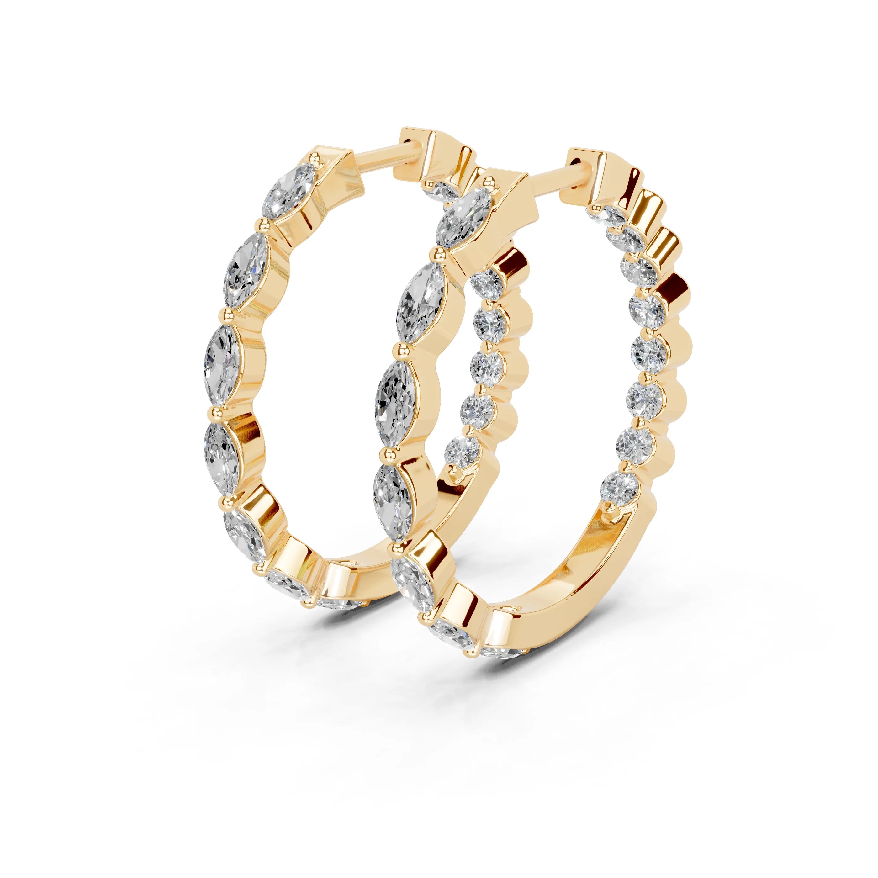 Marquise & Round In & Out Hoop Earrings