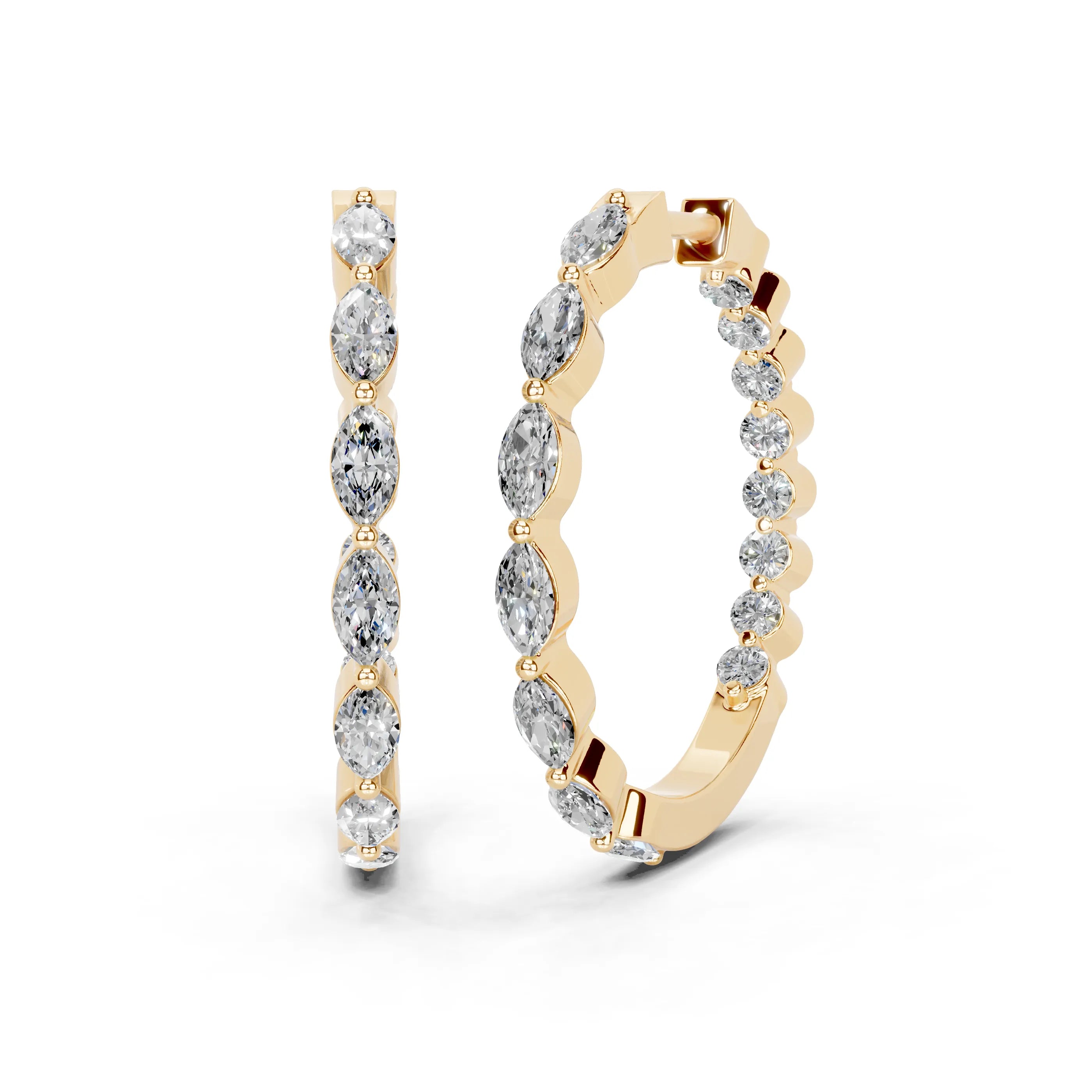 Marquise & Round In & Out Hoop Earrings