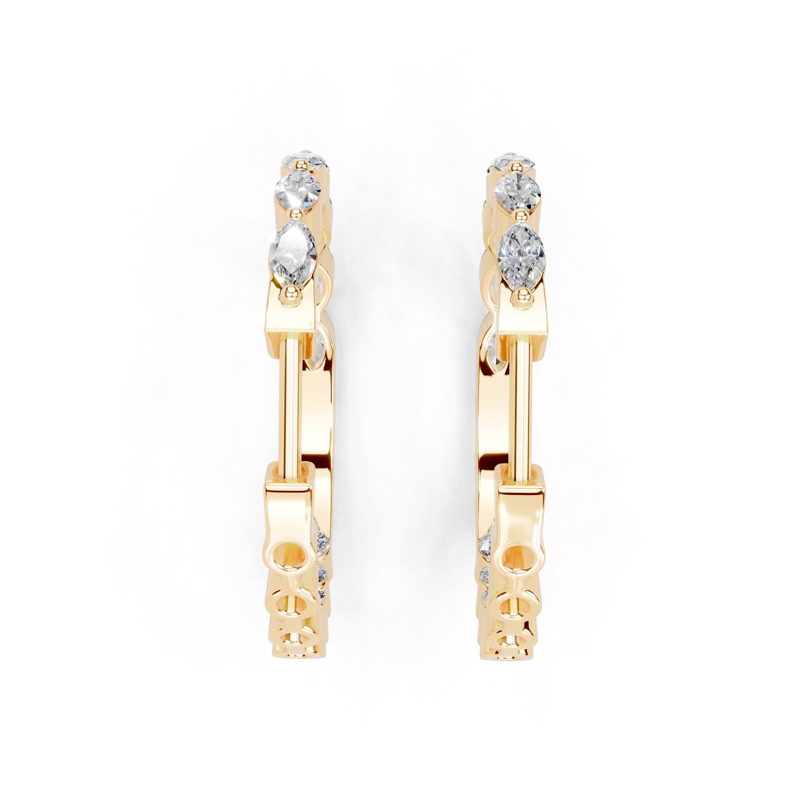 Marquise & Round In & Out Hoop Earrings