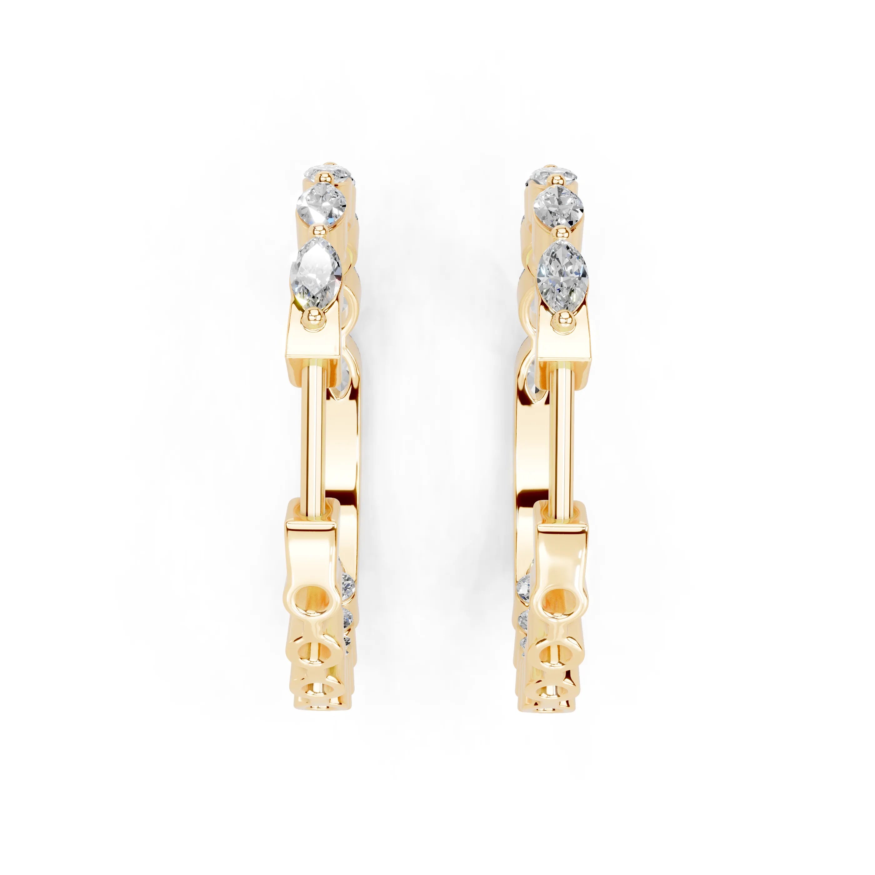 Marquise & Round In & Out Hoop Earrings