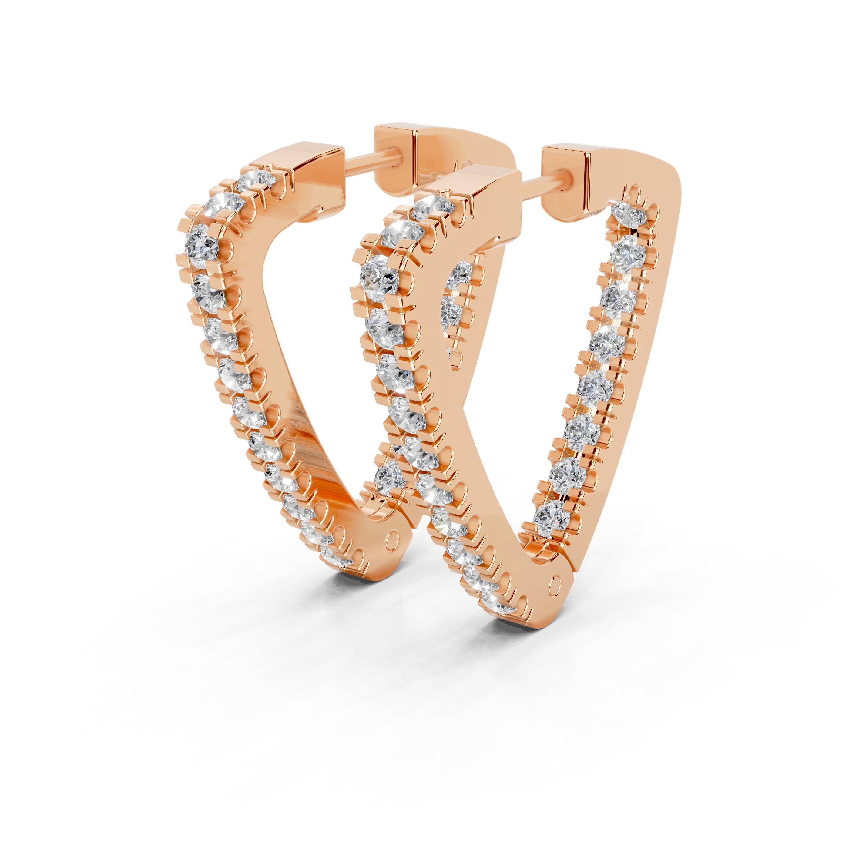 ゴールドトライアングルダイヤモンドフープピアス