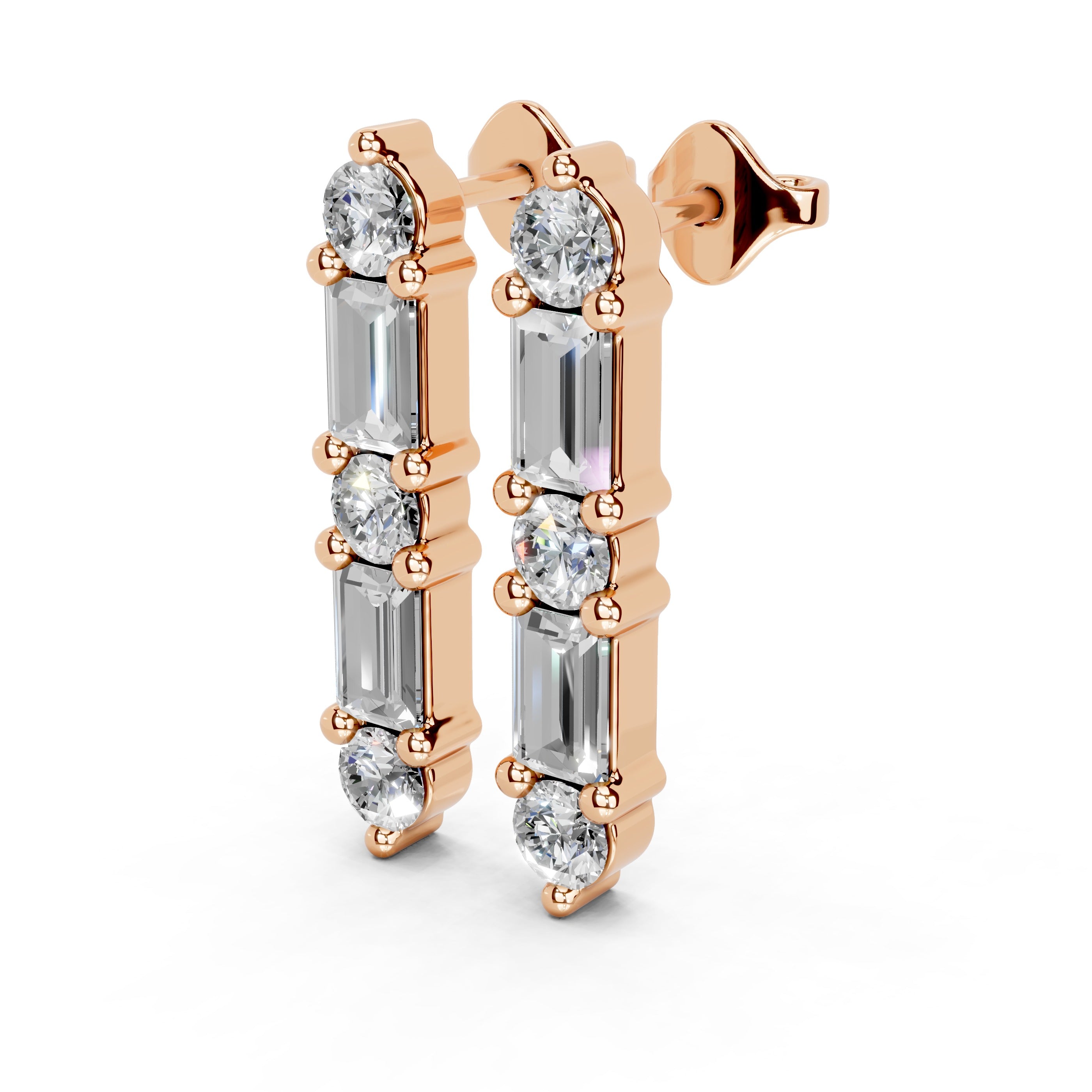 Diamond Bar Stud Earrings