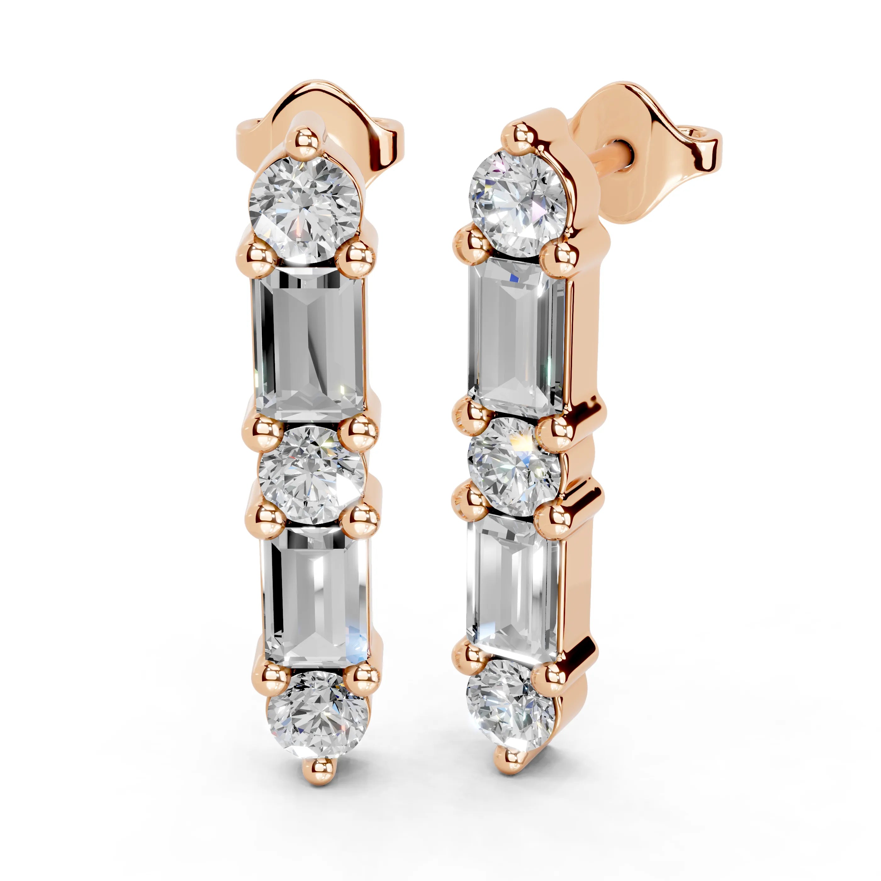 Diamond Bar Stud Earrings