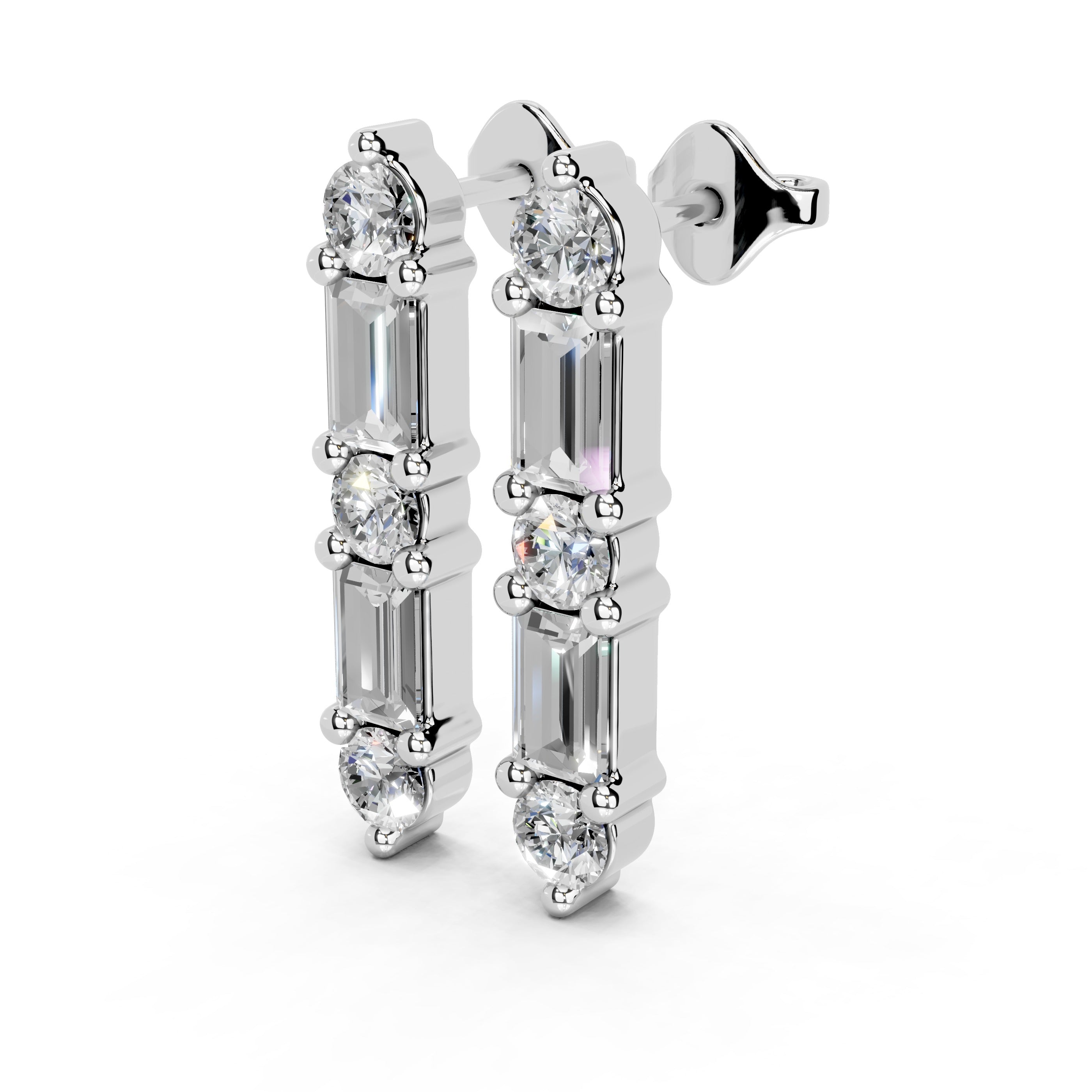 Diamond Bar Stud Earrings