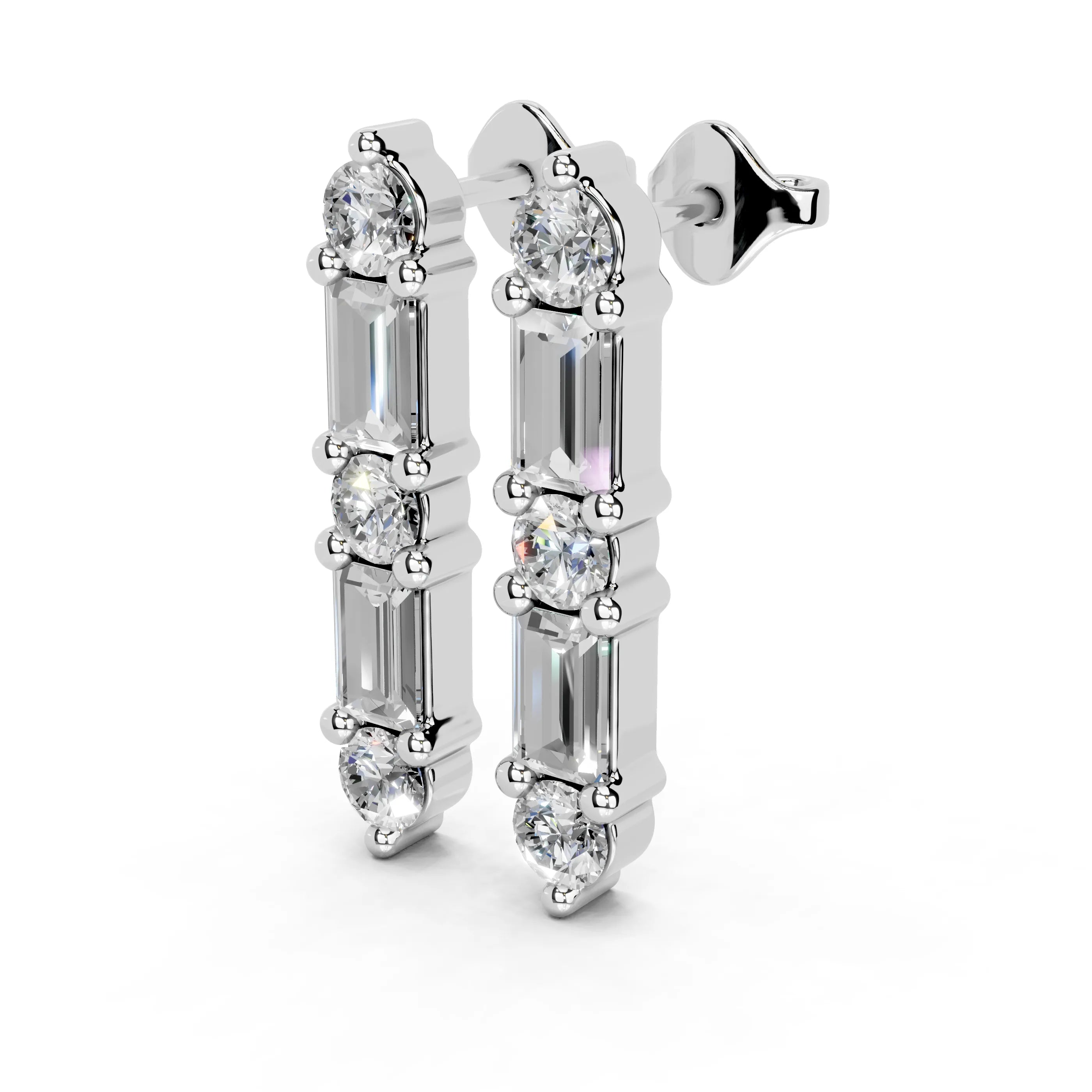 Diamond Bar Stud Earrings