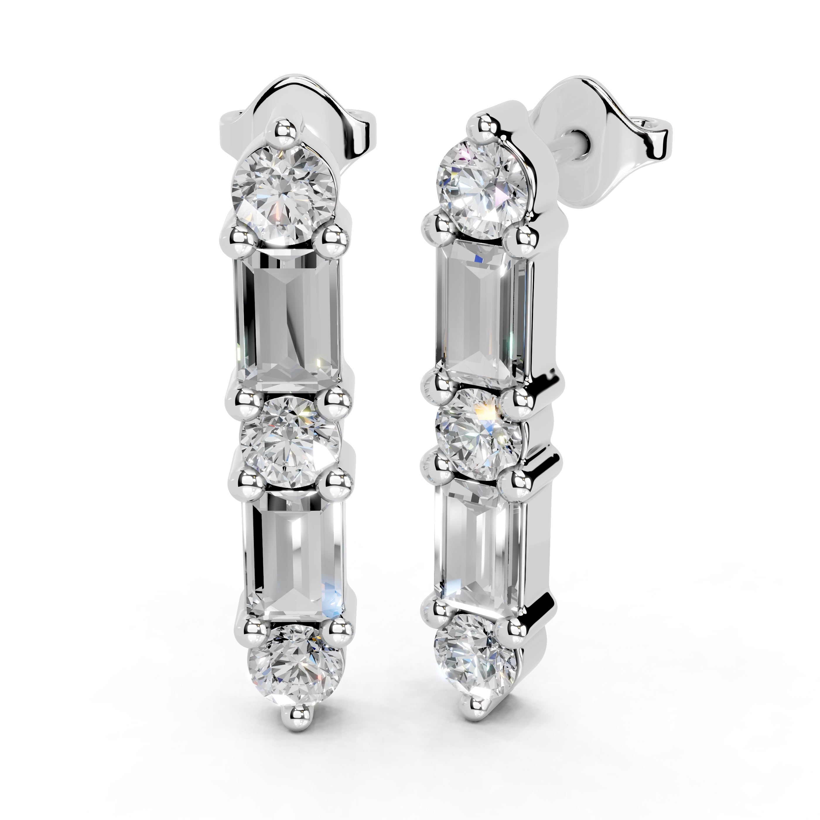 Diamond Bar Stud Earrings