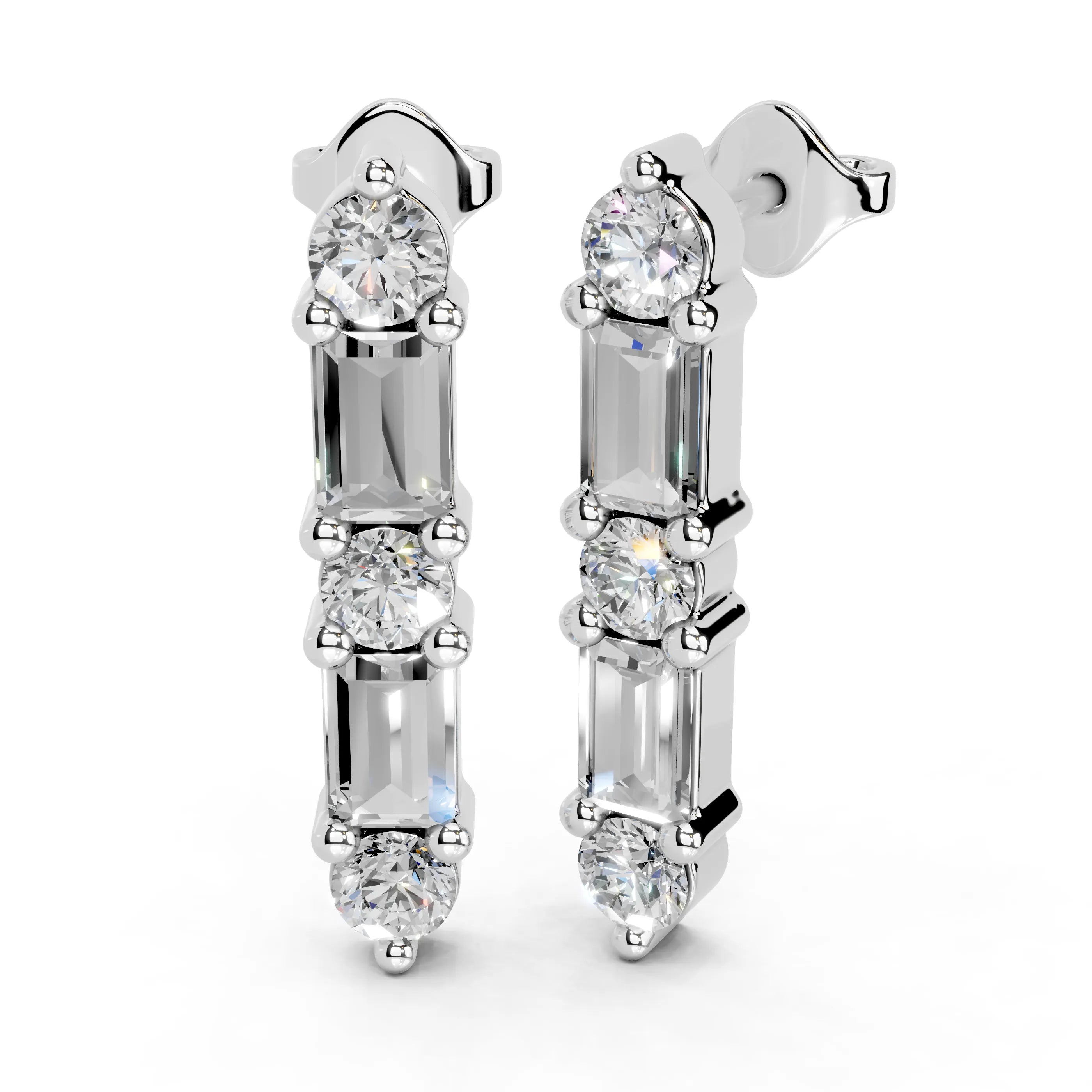 Diamond Bar Stud Earrings