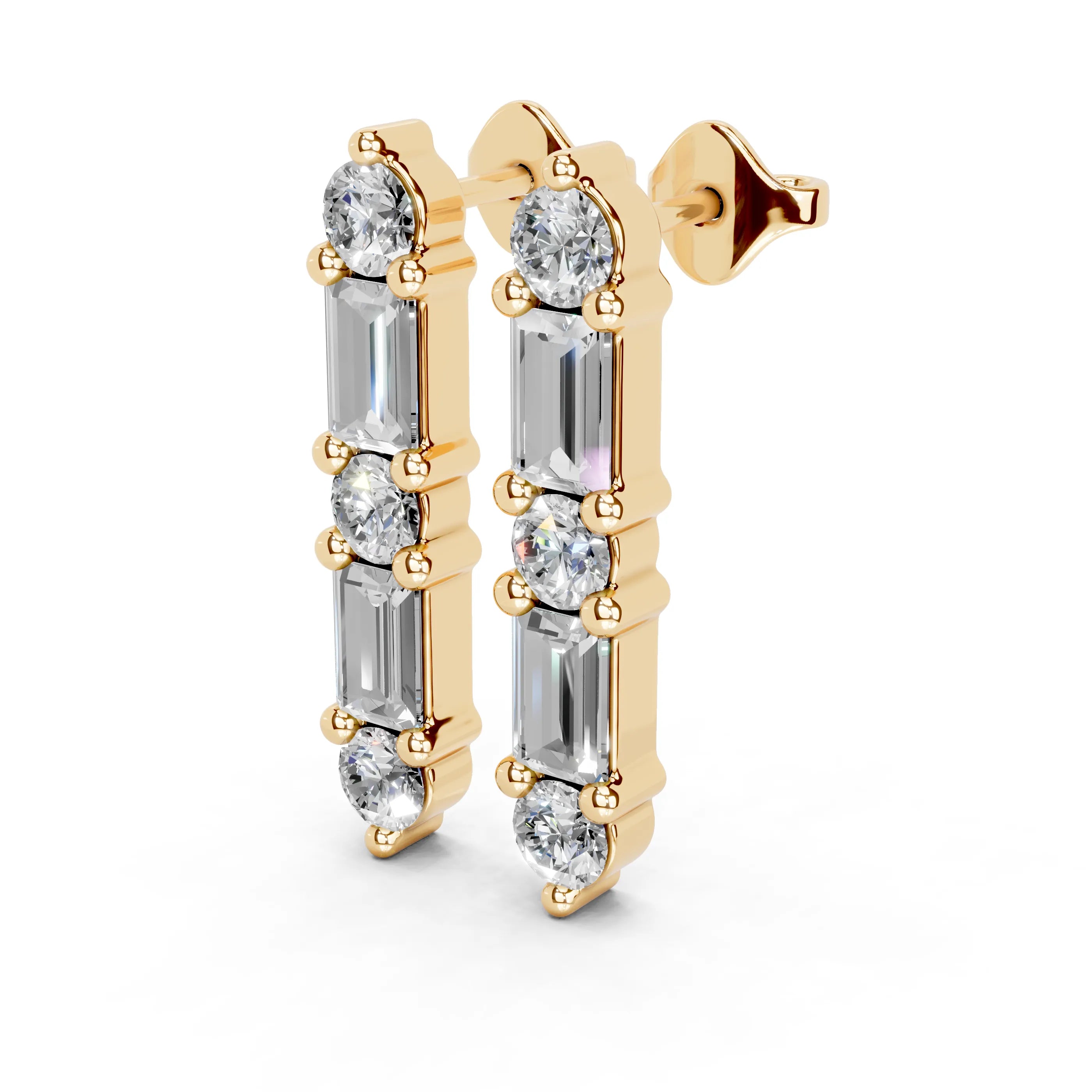 Diamond Bar Stud Earrings