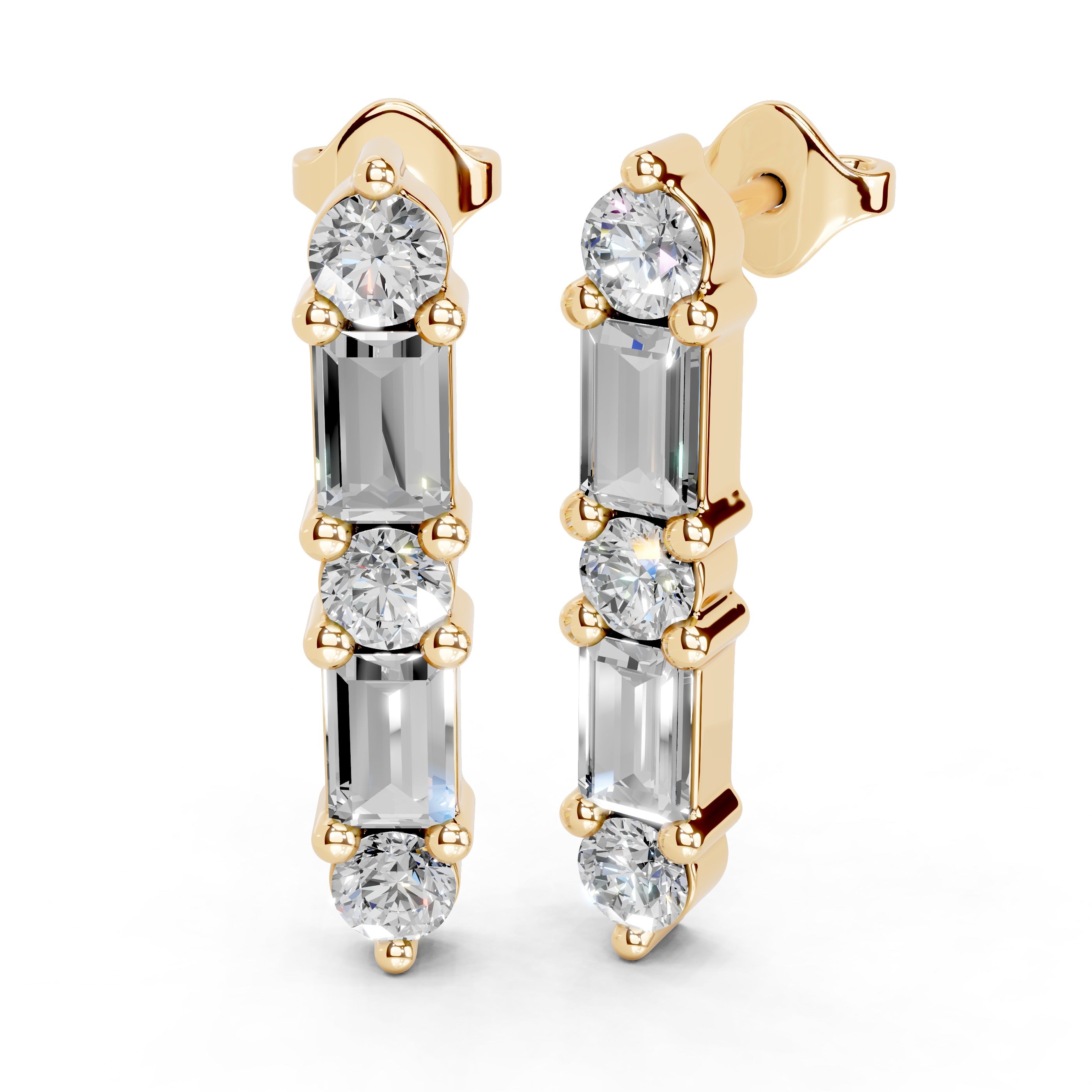 Diamond Bar Stud Earrings