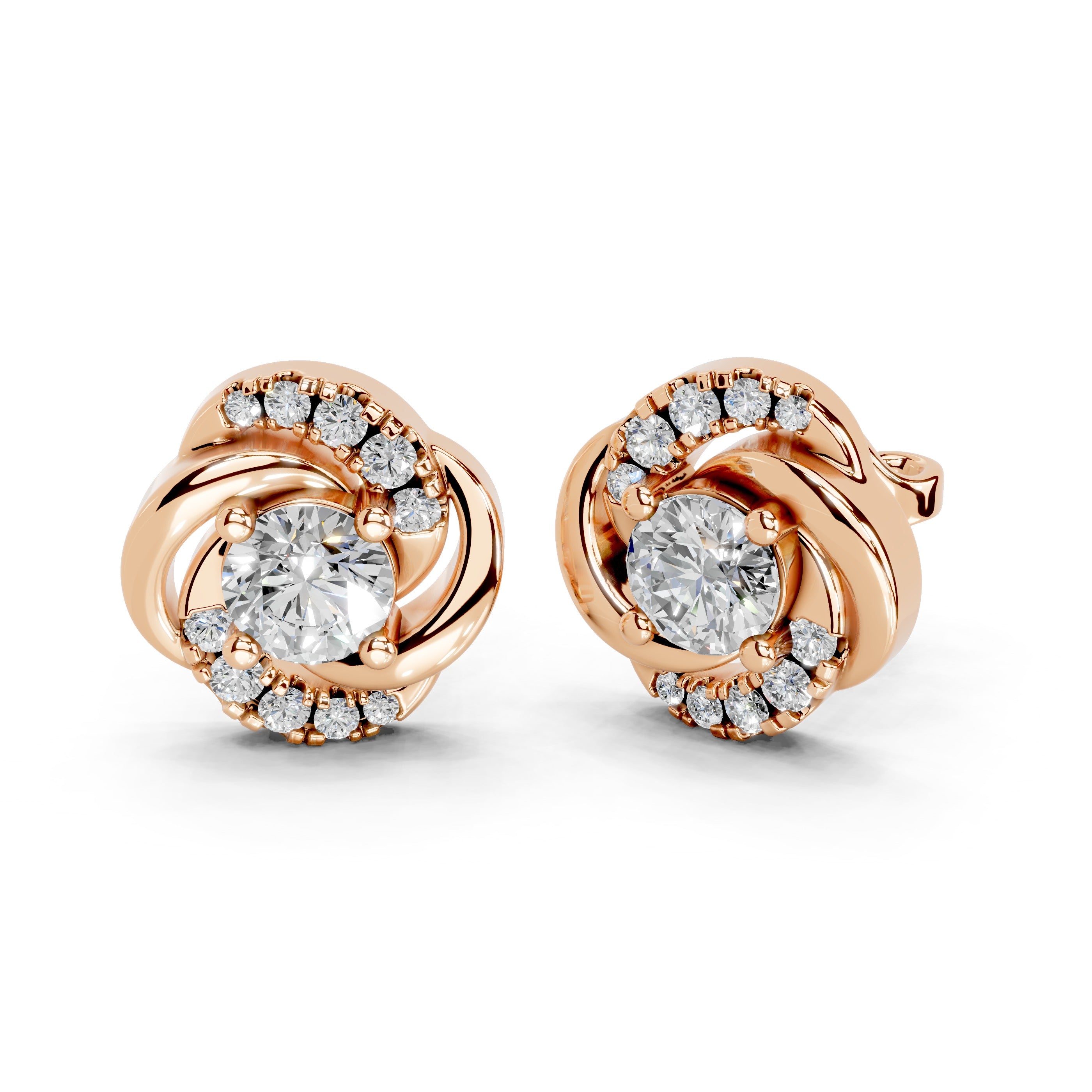 スパイラルヘイローダイヤモンドスタッドイヤリング