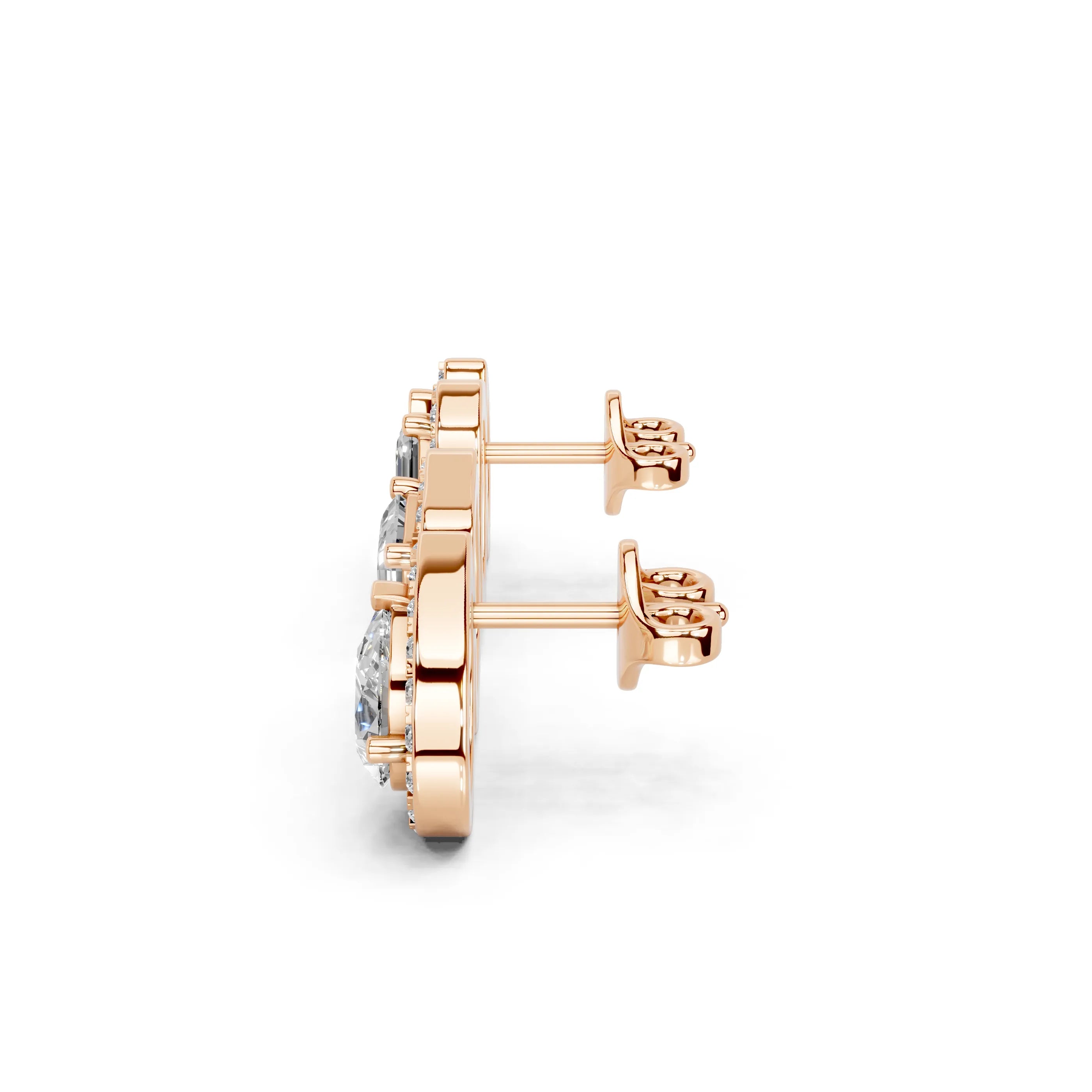 Pear & Emerald Cut Halo Stud Earrings