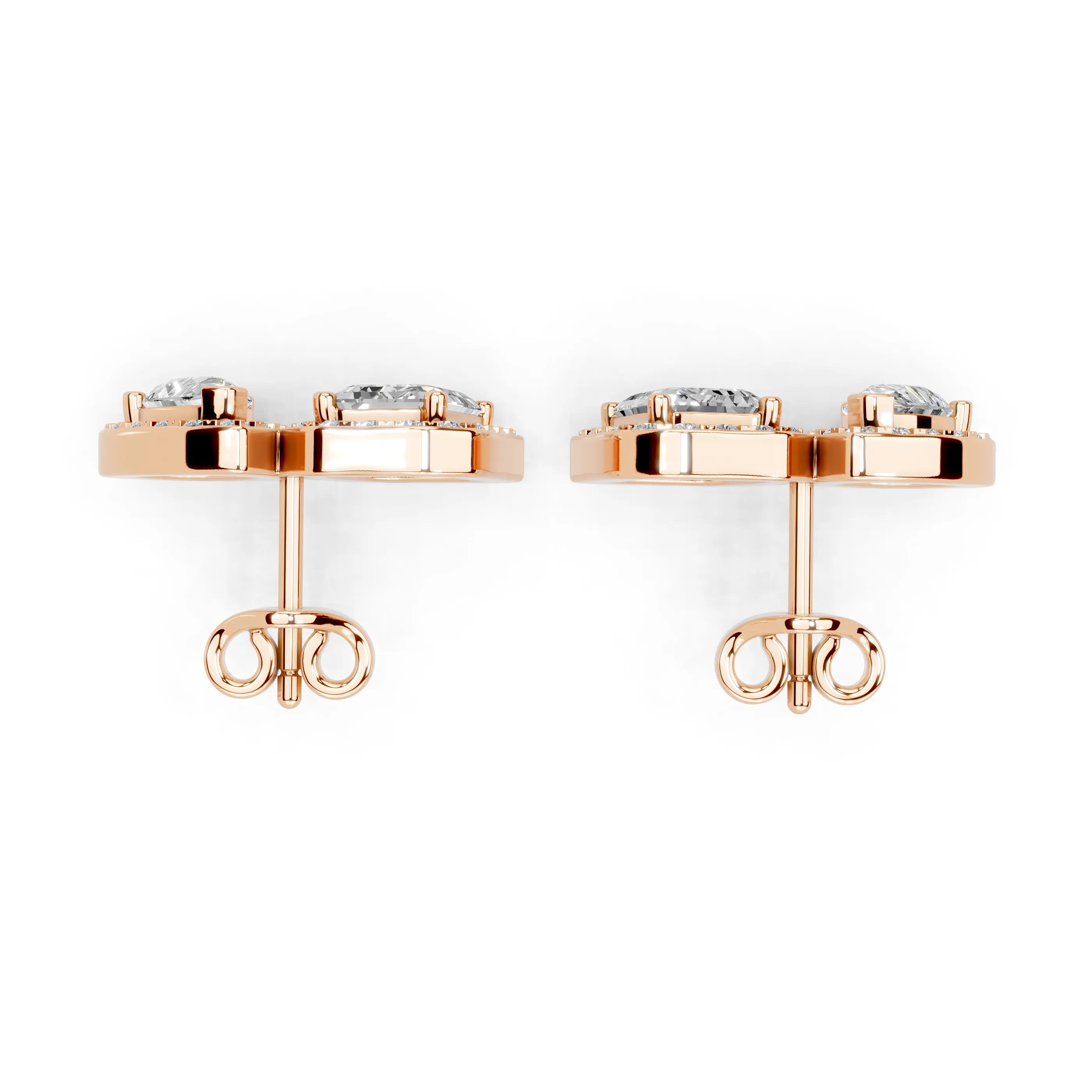 Pear & Emerald Cut Halo Stud Earrings