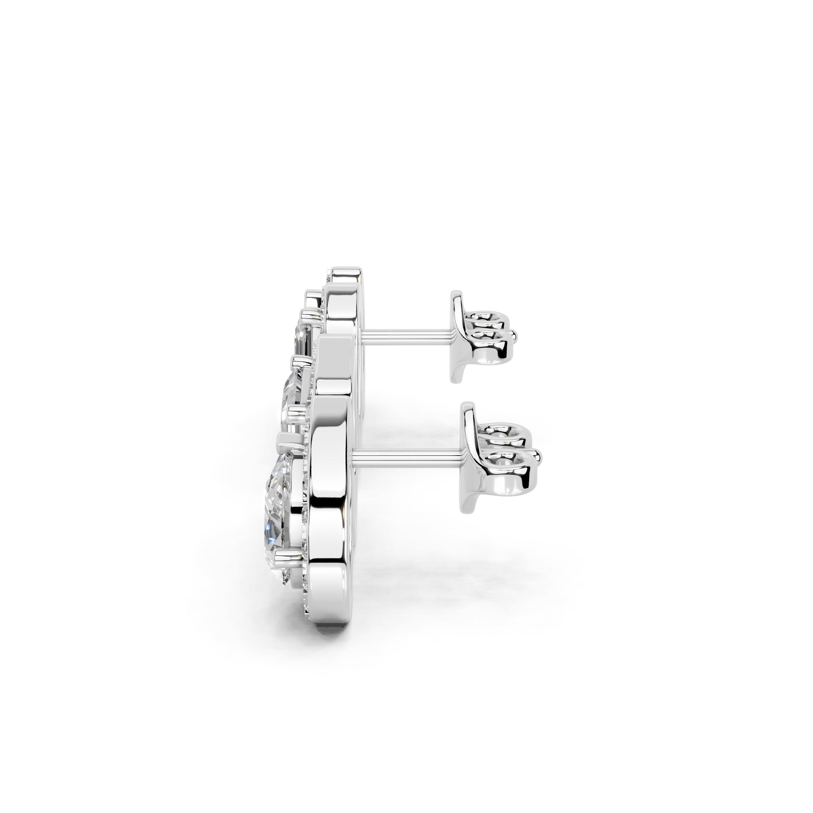 Pear & Emerald Cut Halo Stud Earrings