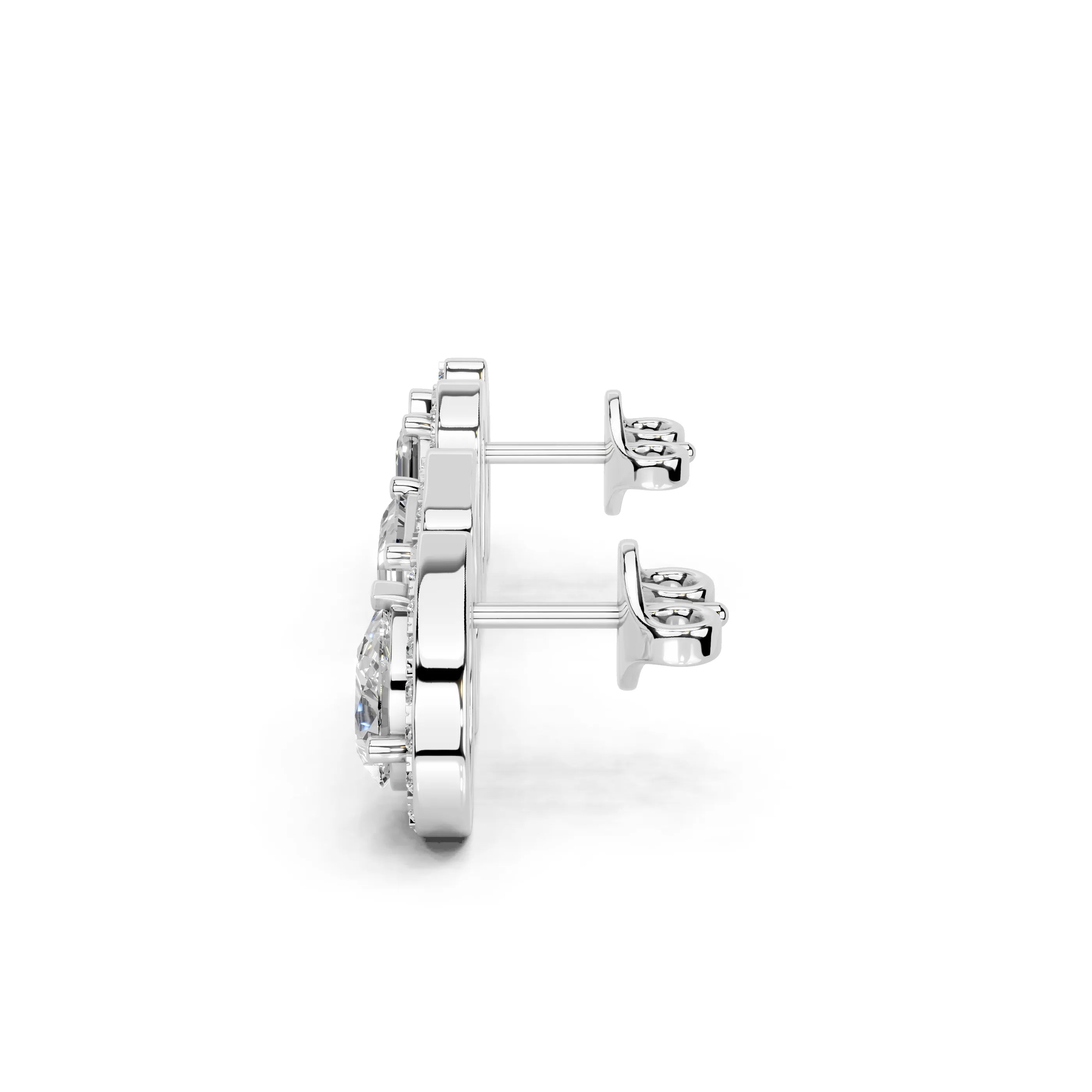 Pear & Emerald Cut Halo Stud Earrings