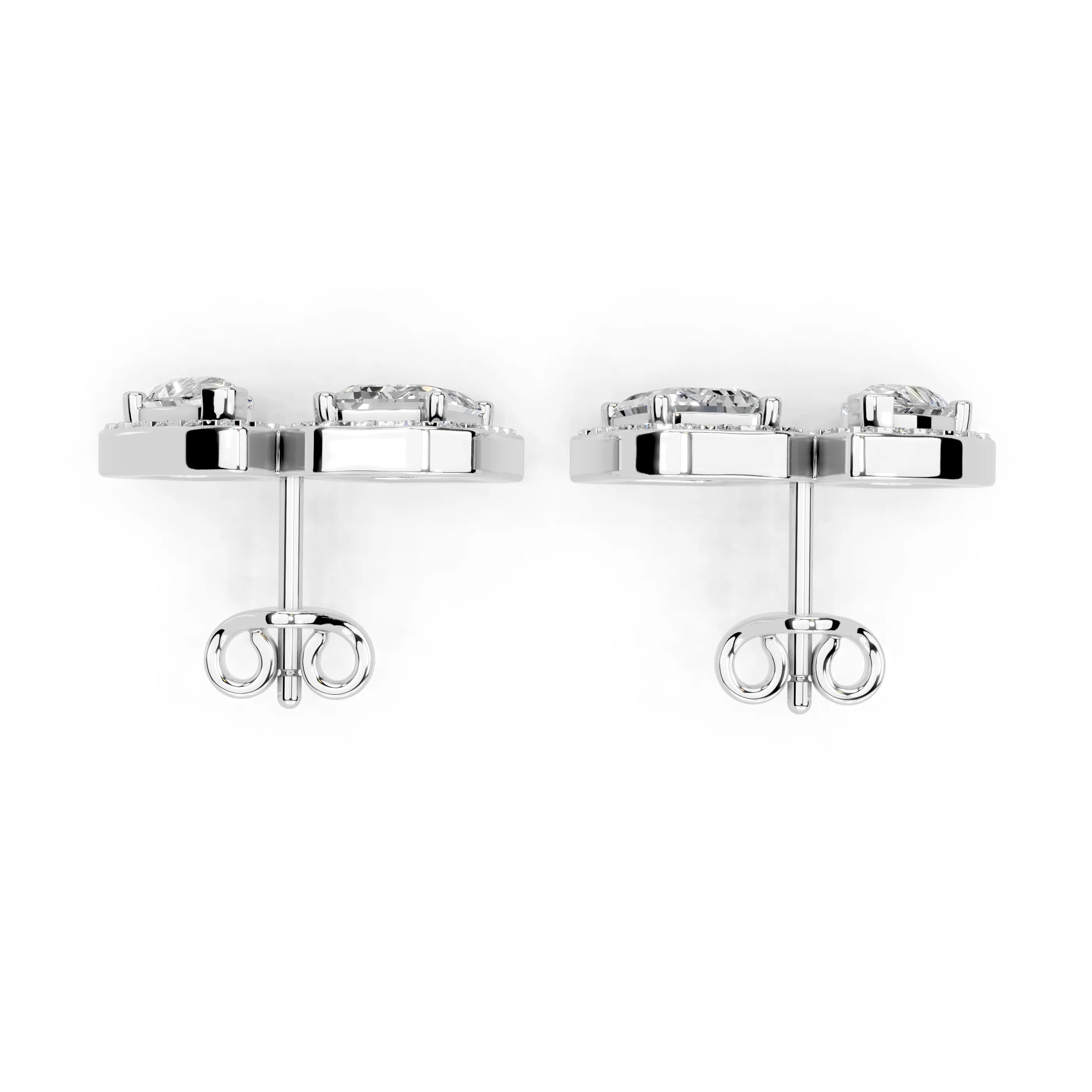 Pear & Emerald Cut Halo Stud Earrings