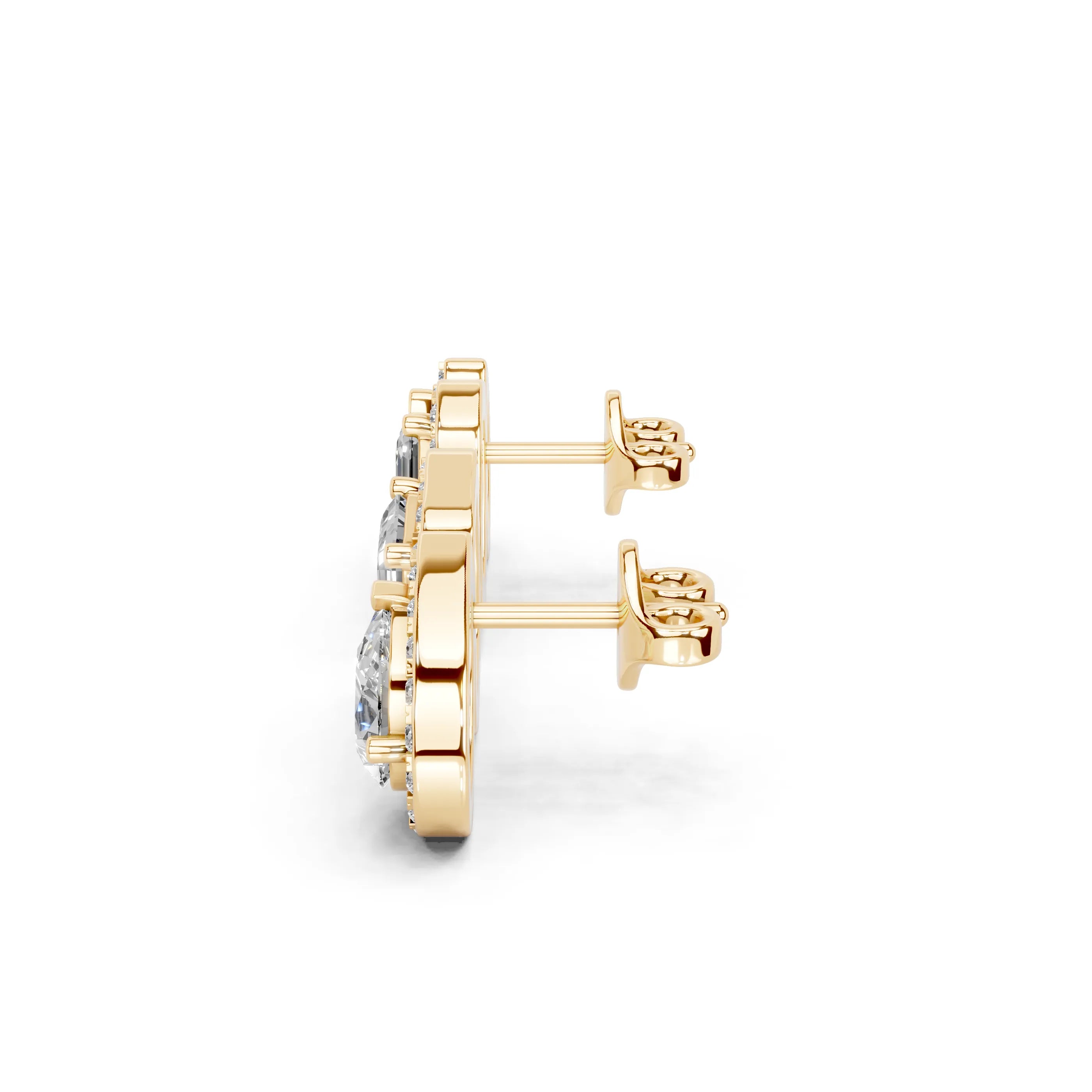 Pear & Emerald Cut Halo Stud Earrings