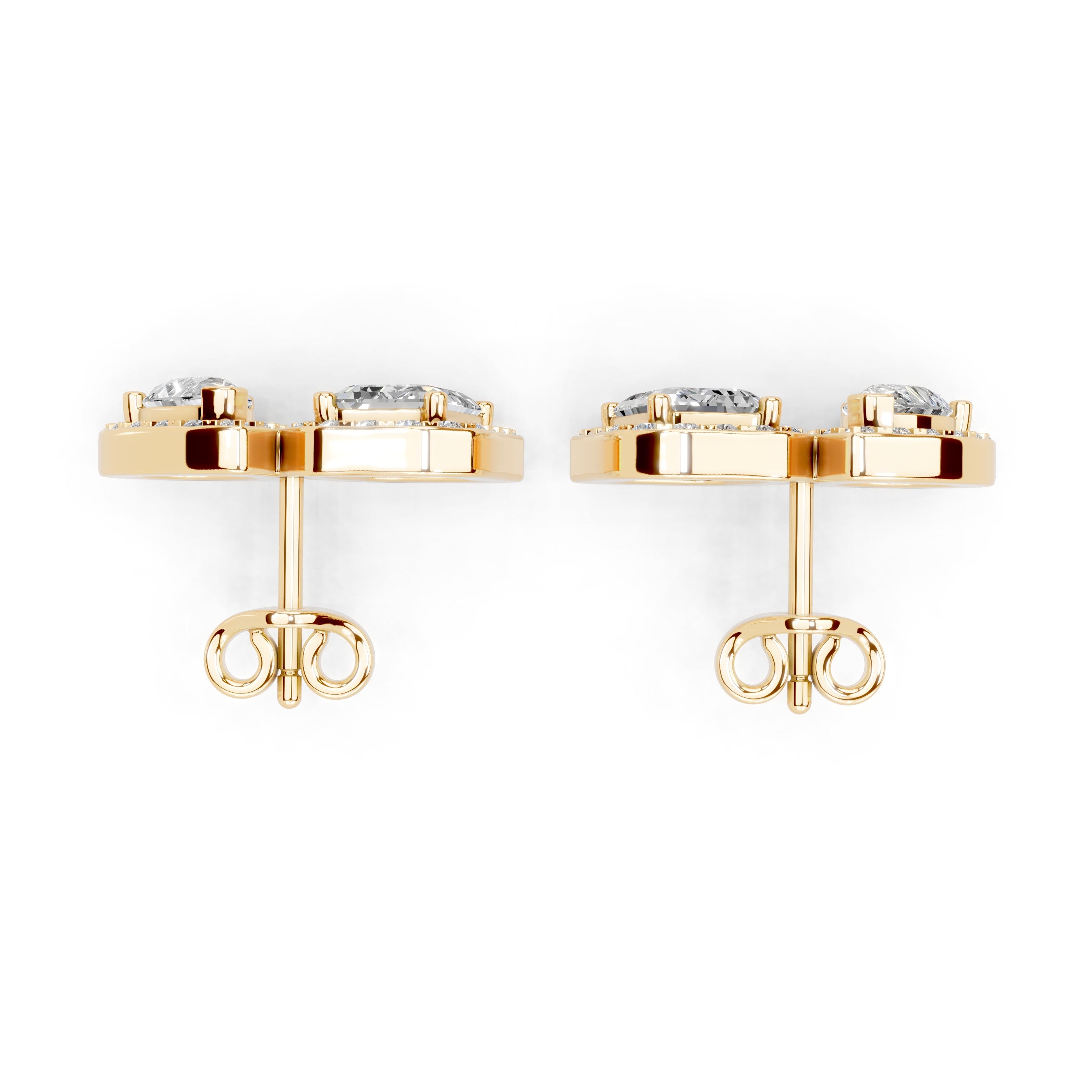 Pear & Emerald Cut Halo Stud Earrings