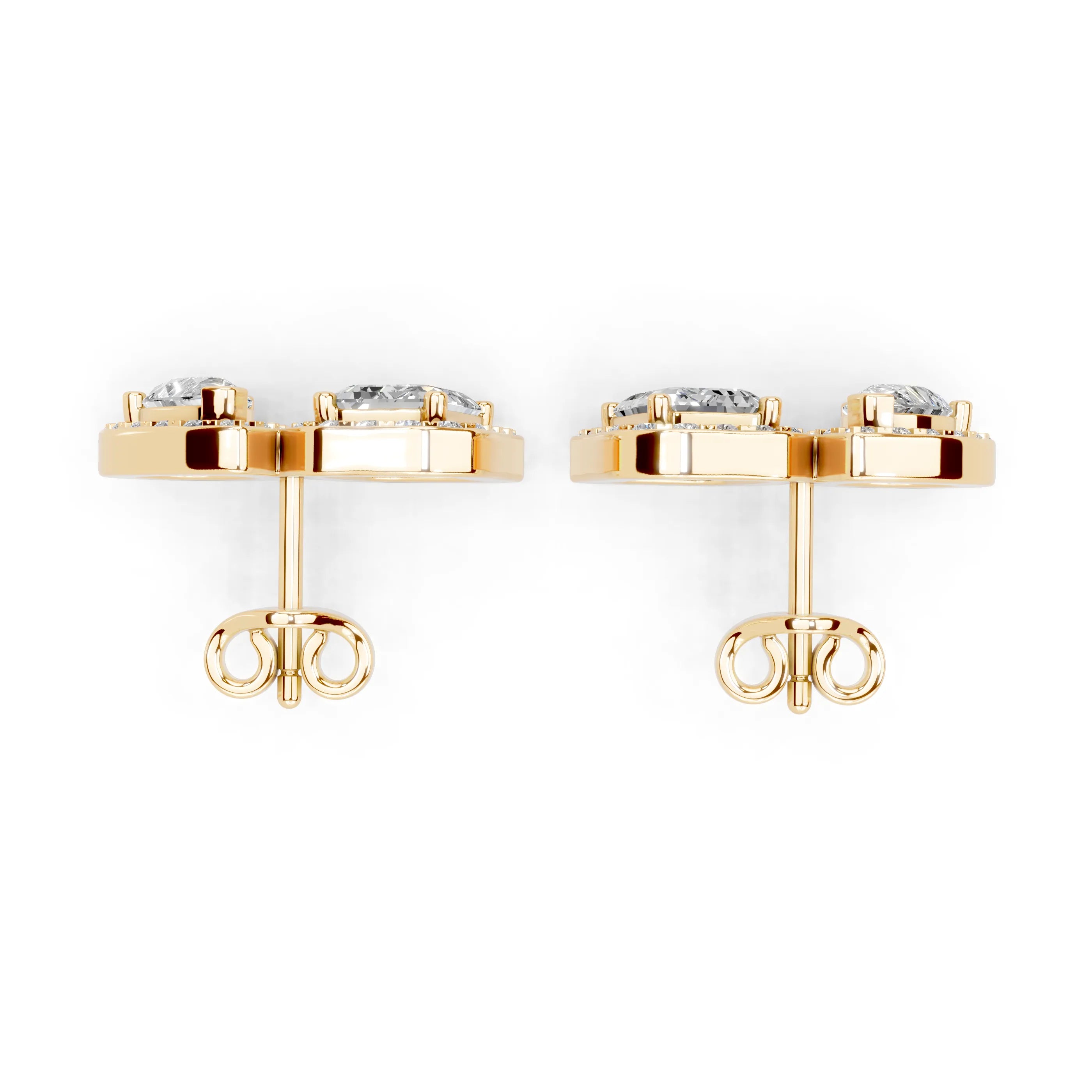 Pear & Emerald Cut Halo Stud Earrings